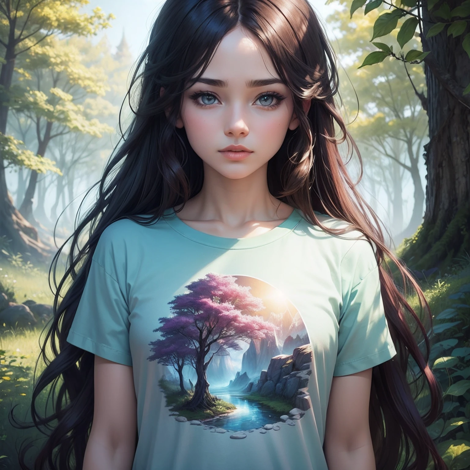 Nature design for t-shirt, fantasy, like dreamy, printable --auto