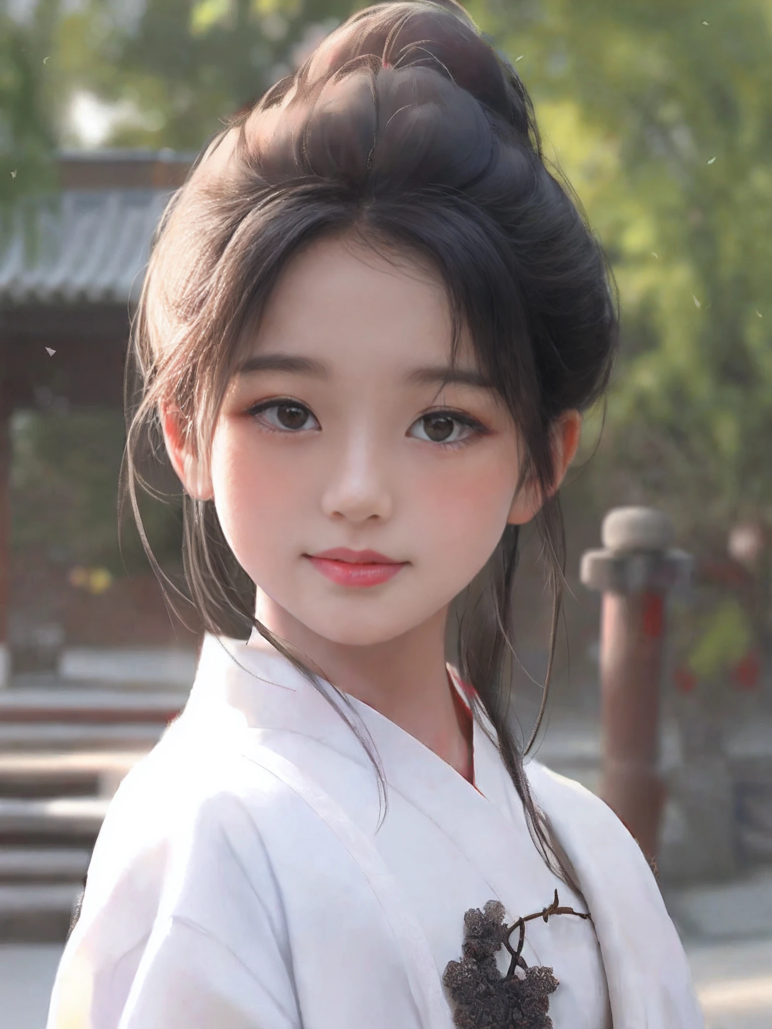 Wearing a white kimono,Allafed Asian woman with red flowers in her hair, Palace , A girl in Hanfu, Guviz-style artwork, Chinese girl, White Hanfu, Soft portrait shot 8 K, Traditional beauty, Wearing ancient Chinese clothes, Guviz, Beautiful digital artwork, Chinese woman, Rendu portrait 8k, Hanfu