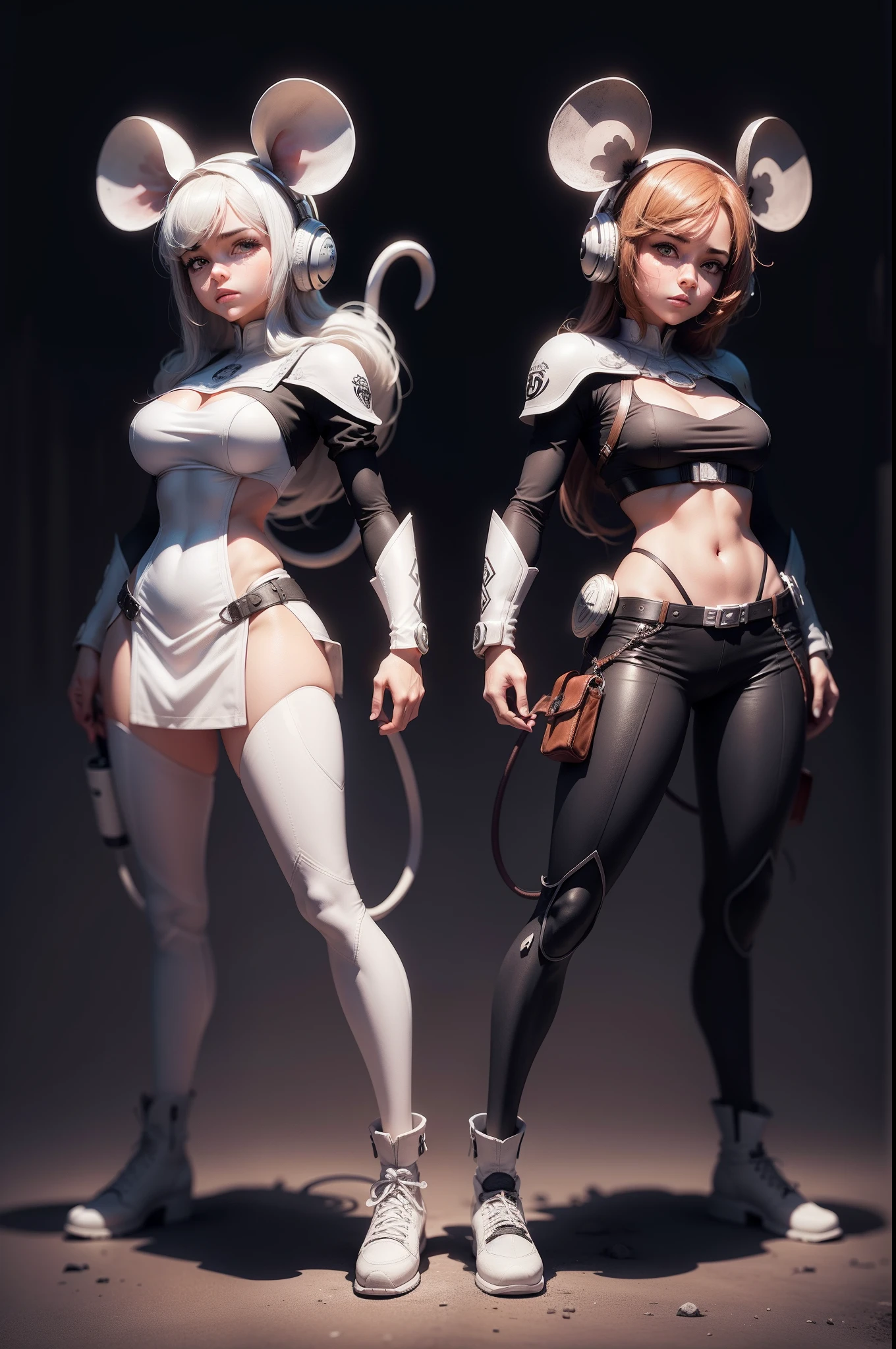 Two characters are depicted using black and white mouse elements, hugs,Fine portrayal
