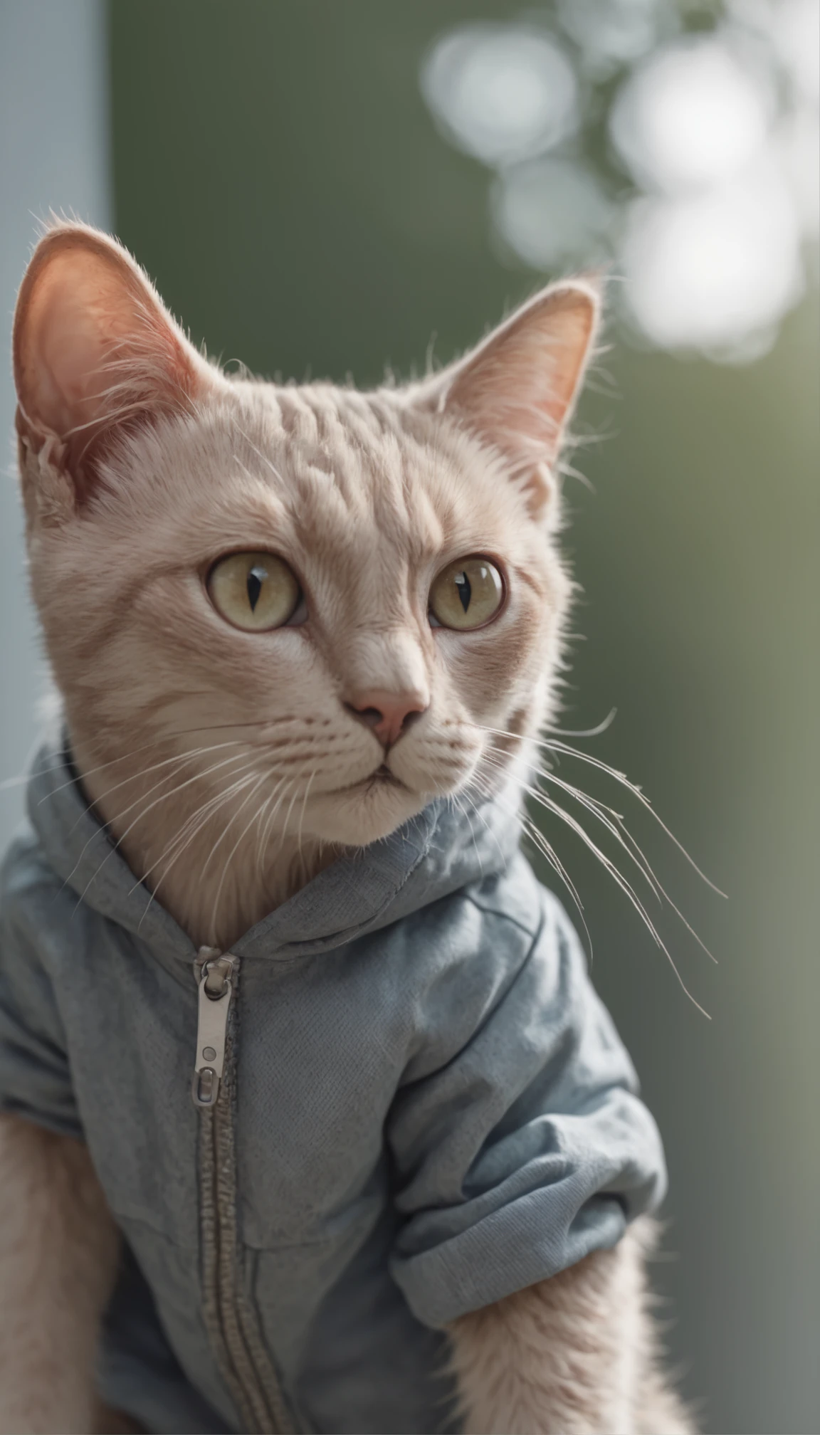 Cat, wearing a hoodie, 8k, high detail, full body