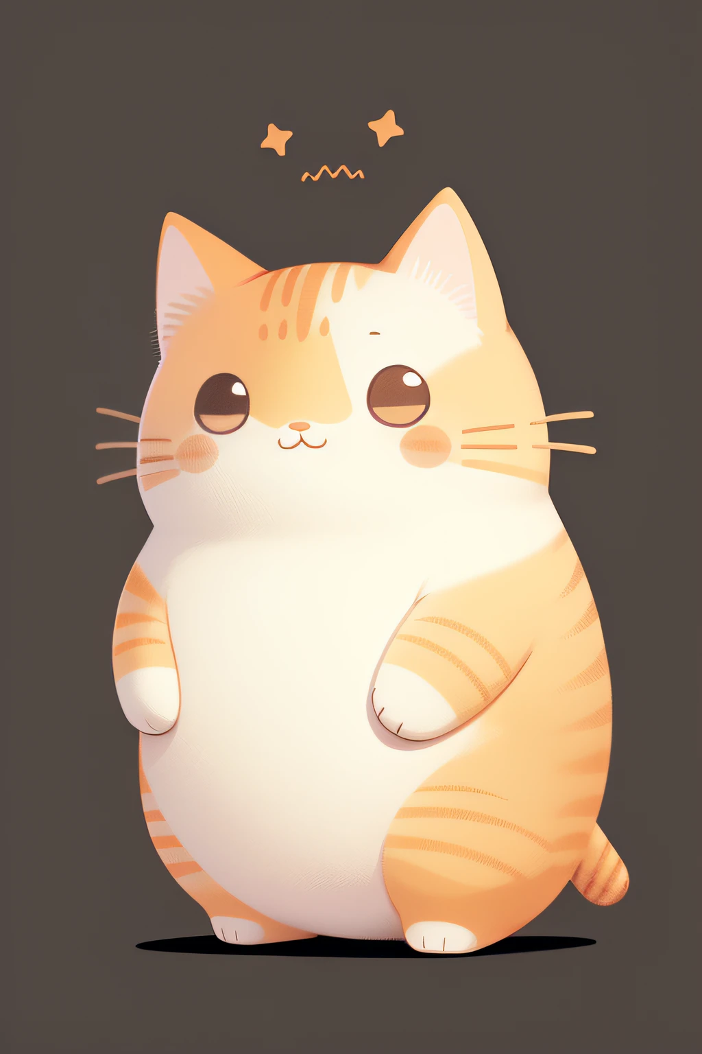 cute Orange Tabby Cat, illustration, white background, black thick outline, cartoon, pusheen style