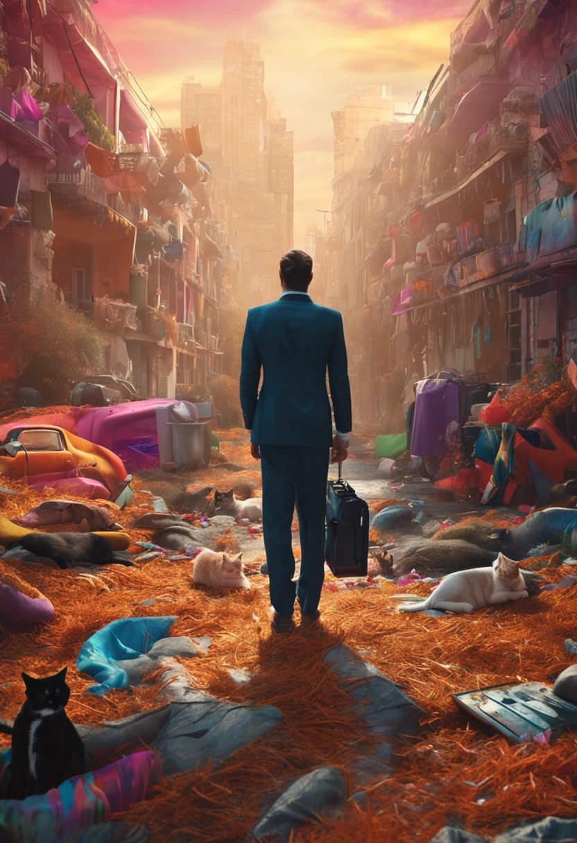 Create a cat in an oil painting suit and tie