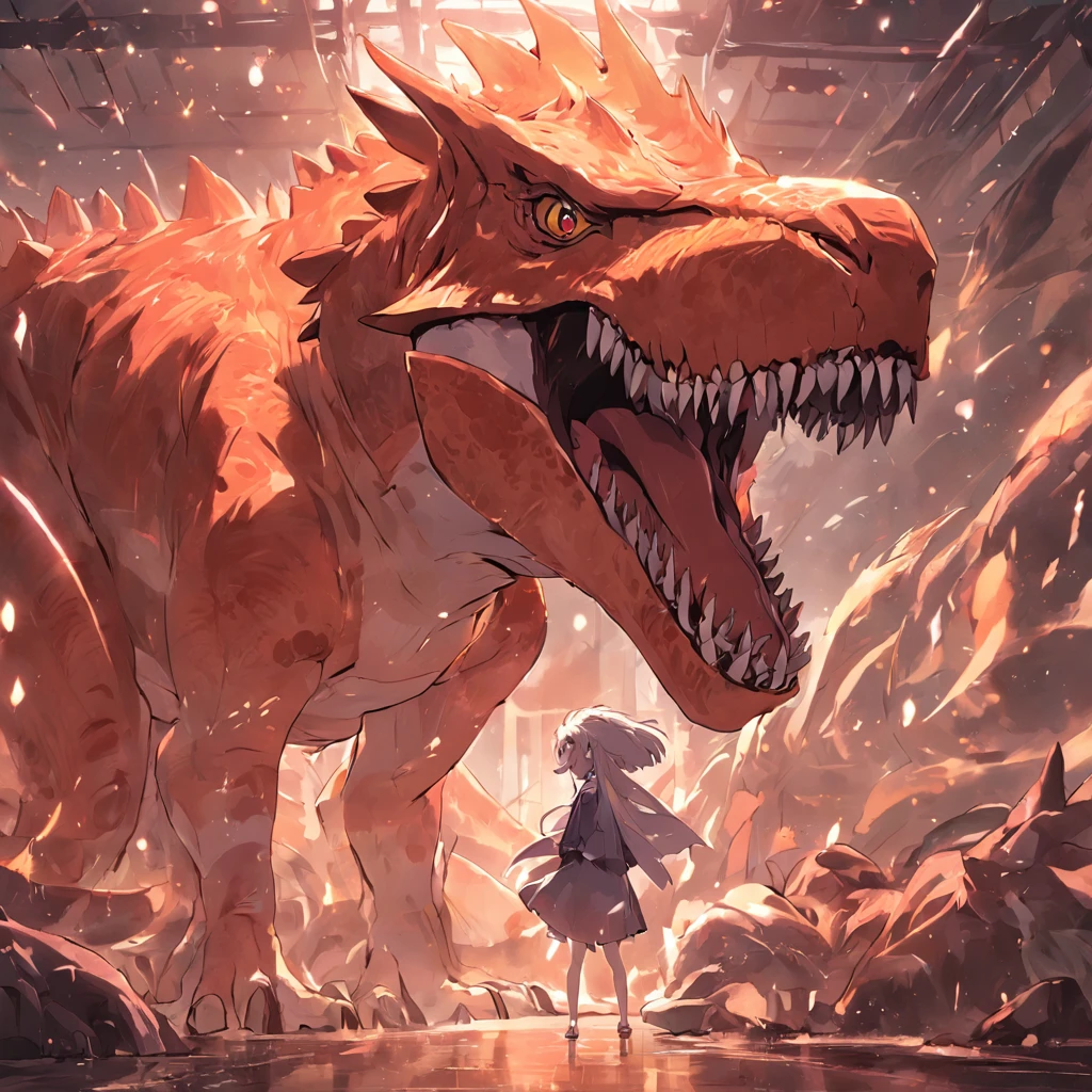 Dinosaurs carry wolves,museum,a sea of fire,火焰