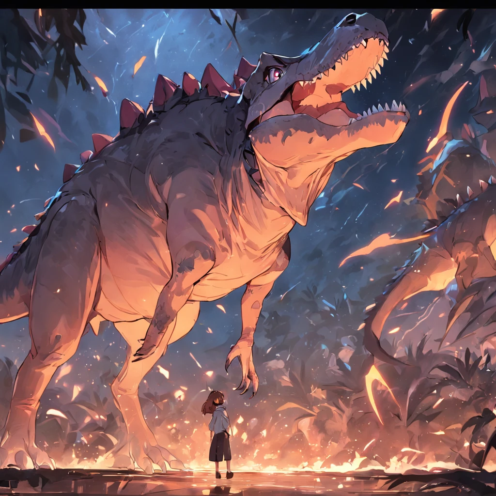 Dinosaurs carry wolves,museum,nigth,Open your mouth,bellow