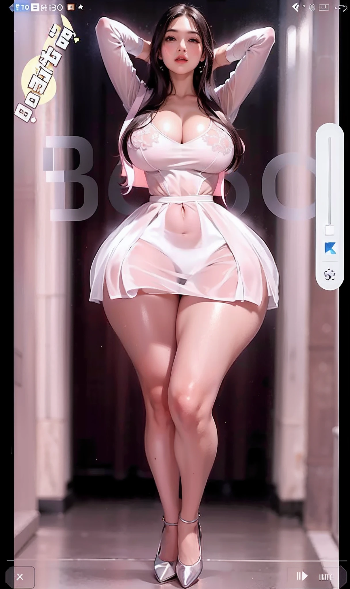 1girll,beautiful vintage color,Instagram,RAW photos,best qualtiy,tmasterpiece:1.2),(realisticlying,Photorealistic:1.3),(Sharp focus:1.2)Black hair, Very long hair,Bare thighs Thick thighs, Large breasts, Muscular, Leggings, vests, , Toned body,eBlue eyes,beauitful face,Perfect litthing,beatiful detailed eyes,stunningly beautiful woman,detailed hairstyles,detailed back ground, 超A high resolution, Depth of field, color difference, Caustics, Broad lighting, Nature Kpop idol,tmasterpiece。。.。.。.。.。.3D, hdr(HighDynamicRange),Ray traching,NVIDIA RTX,Hyper-Resolution,Subsurface scattering、PBR Texture、post-proces、Anisotropy Filtering、depth of fields、maximum definition and sharpness、Many-Layer Textures、Albedo e mapas Speculares、Surface coloring、perfectly proportions、rendering by octane、Two-colored light、largeaperture、Low ISO、White balance、the rule of thirds、8K raw data,Light pink lace transparent top lace vest,Rose red lace transparent raised briefs (Extremely long hair), Solo, (Topless),Fair skin, Ruddy and radiant skin, Raised thighs are smooth,No tattoos