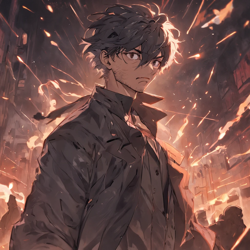 4K, hairy chest, ,middle aged man,Big back,Black and white hair,stubbles,holding a gun in her hand,shotgun,wind coat,Business suit,,cigars,(Rage 2),Exaggerated expressions,two tone color hair,eye glass, Detailed face, Perfect face, Detailed background, coda,Inside the museum,Beautiful interior background,The contour is sharp