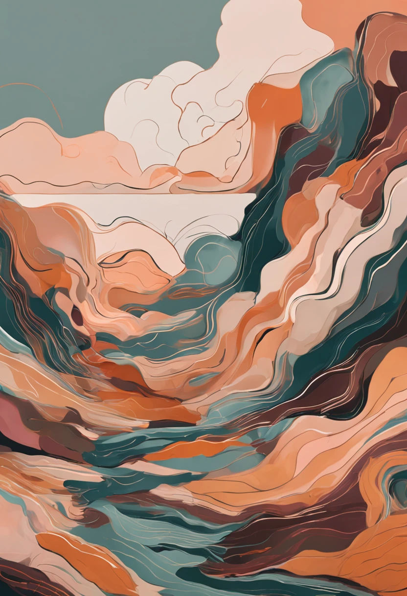 abstract oil painting with a boho aesthetic in neutral colors and flat for printing
