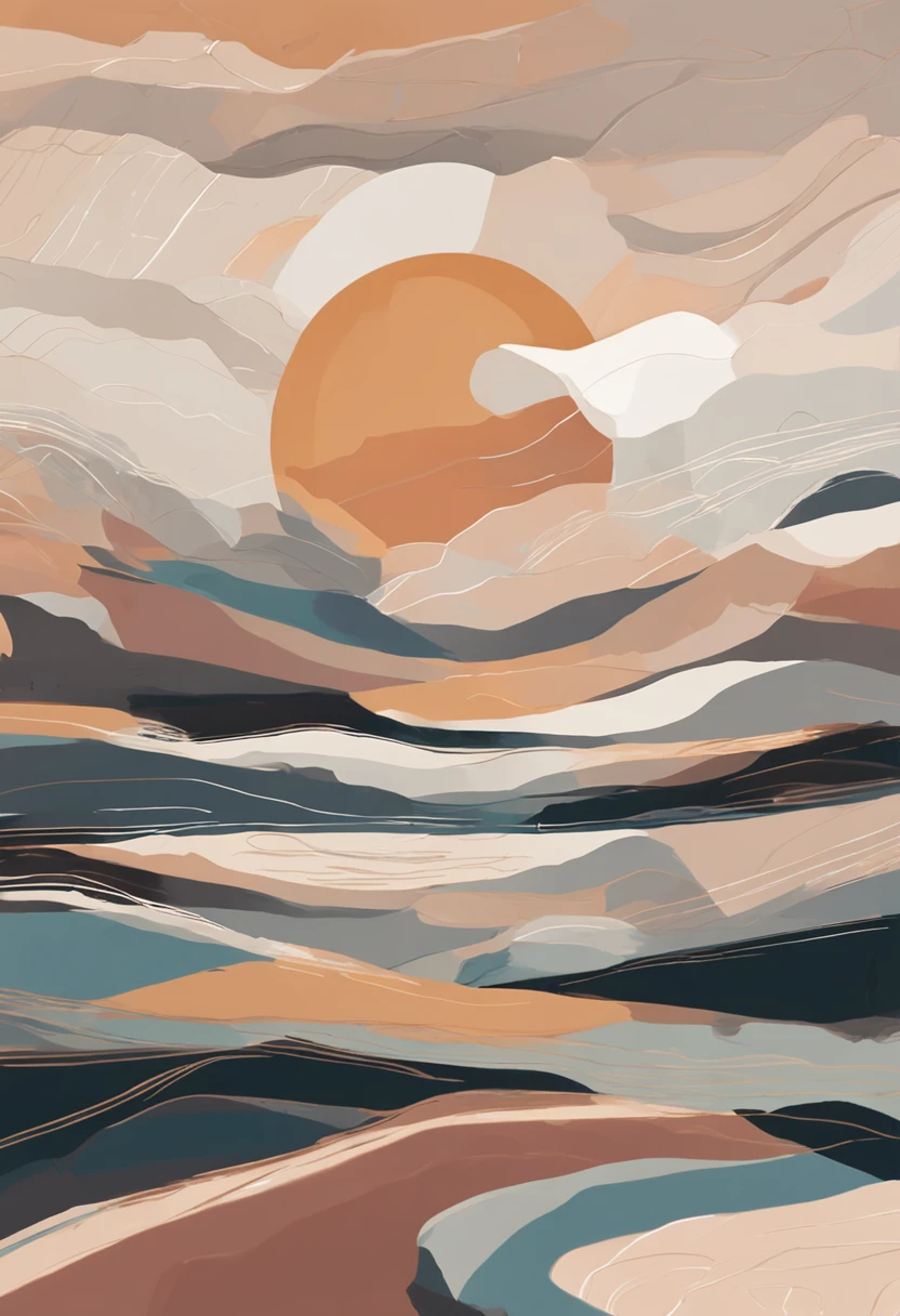 abstract oil painting with a boho aesthetic in neutral colors and flat for printing