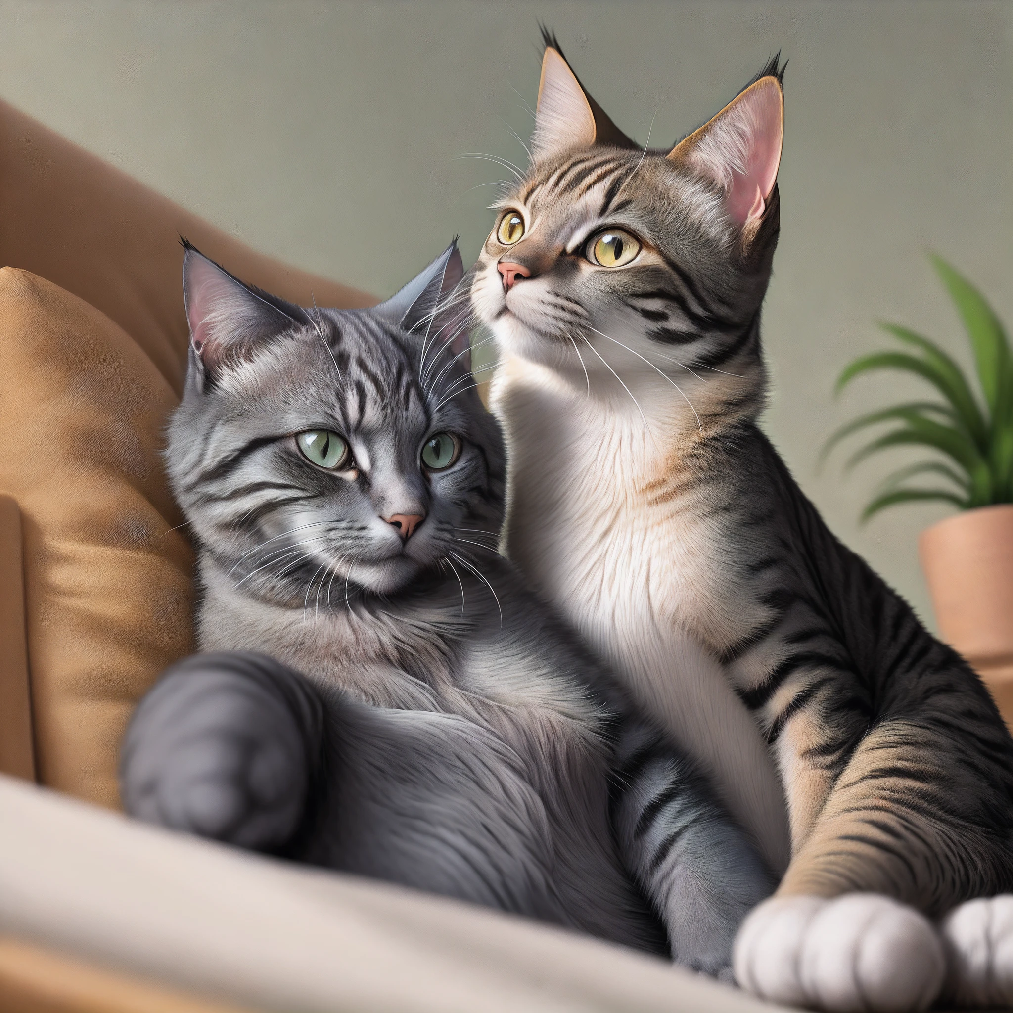 The cat looked up and rubbed the person