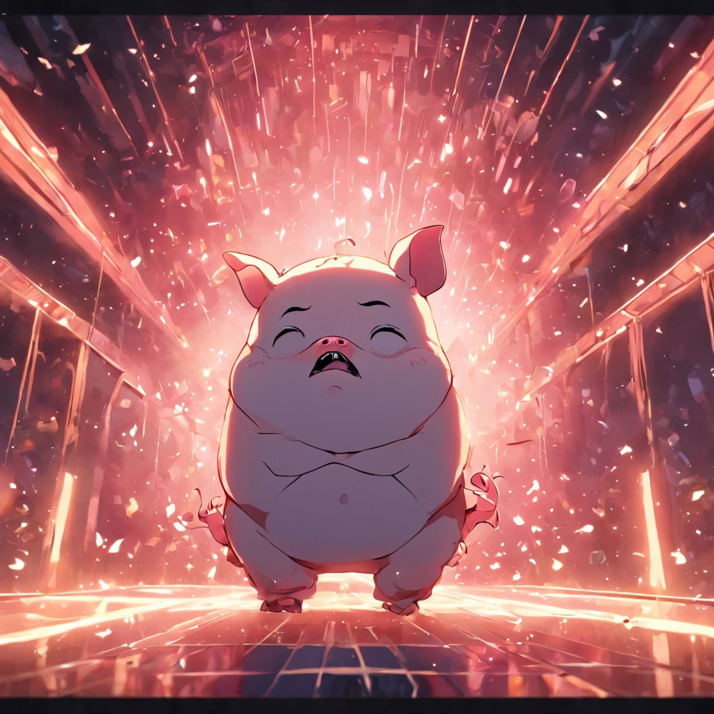 A cartoon pig，3D style，blender，alarmed，irate，Vehicle interior，drive，cab