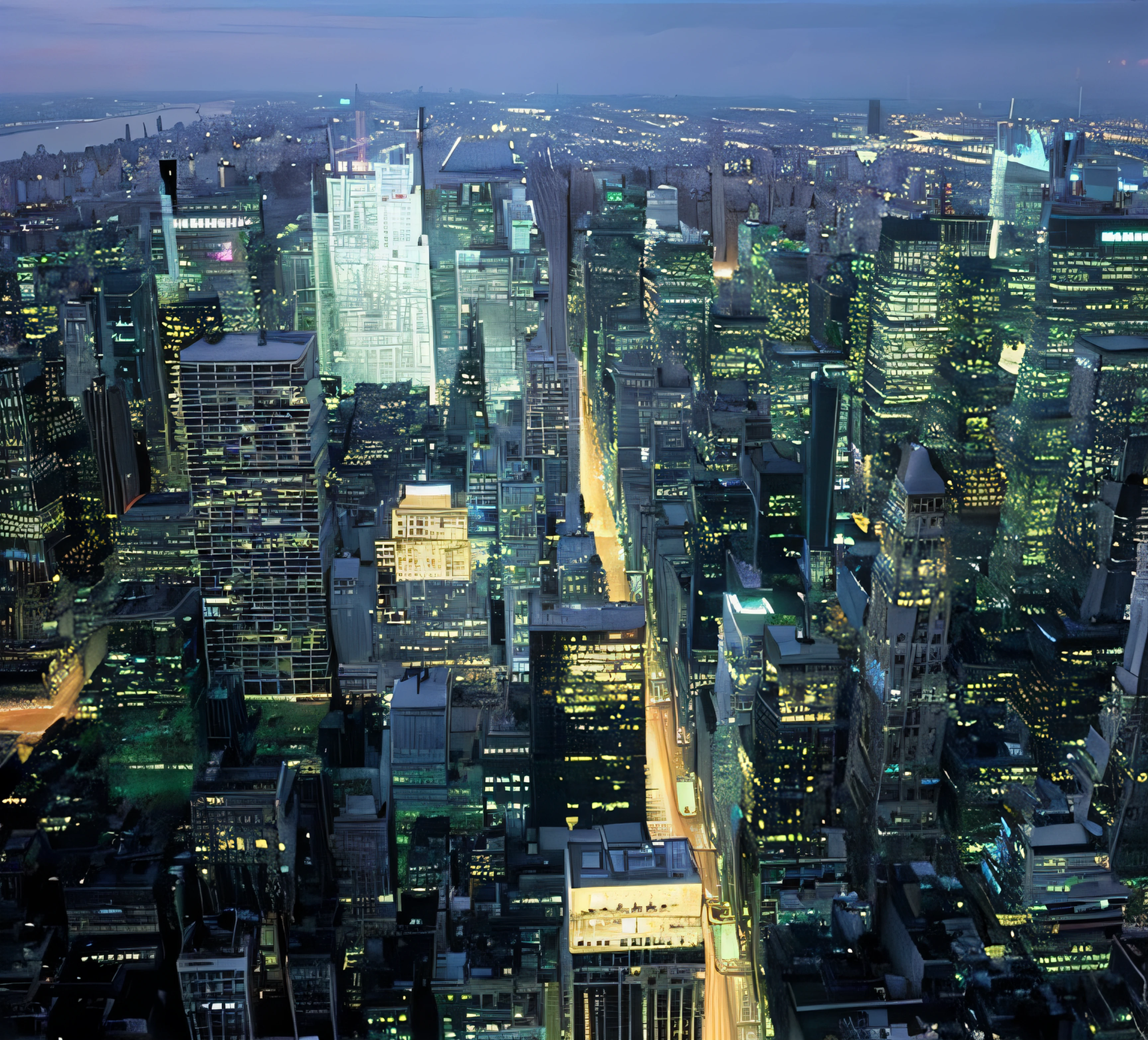 City view at night,beautifully lit, the city that never sleeps, New York City at night, Beautifully lit building, new york city, new york city in the year 2100, new york in the future, manhatten on top of skyscrapers, City at night, Koyaanisqatsi, New York