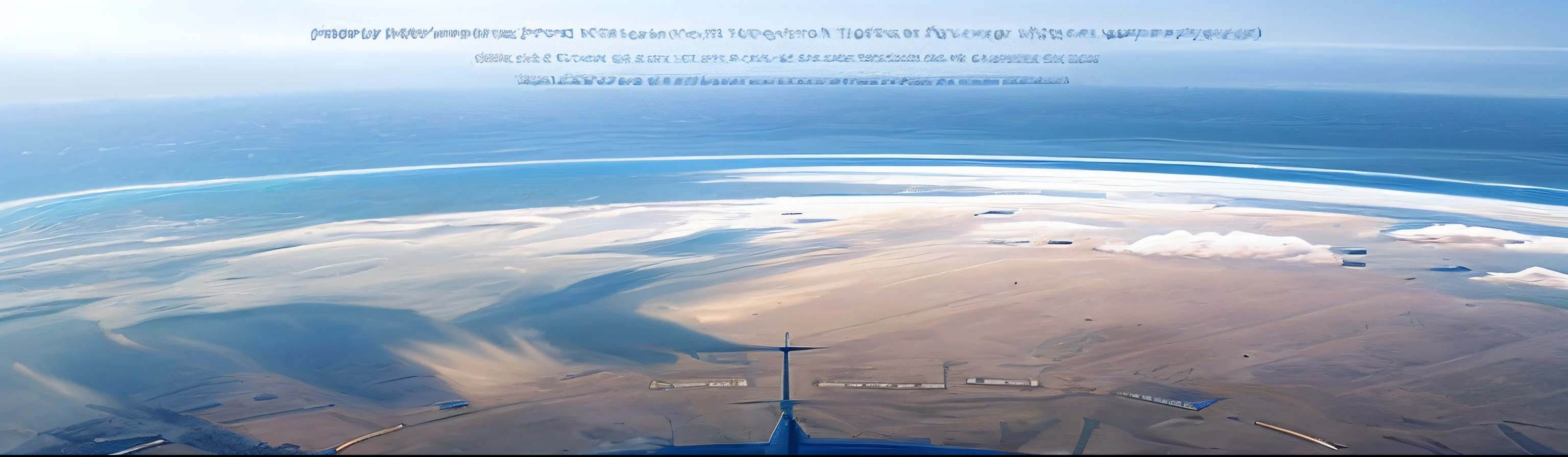 View of Alafid of airplanes flying over sea and land,liquid clouds, promotional poster, close - up shot