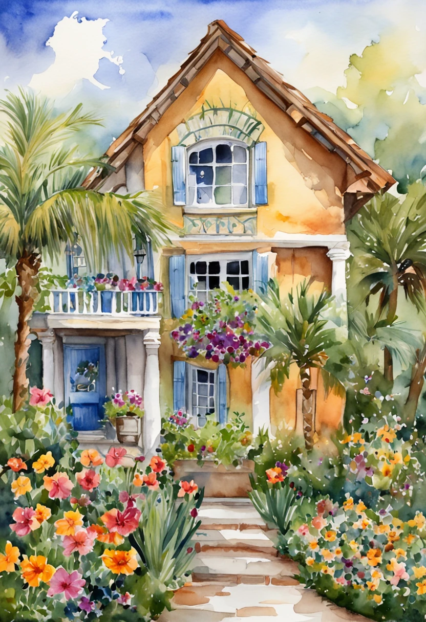 House with flowers in Orlando, Florida、imagem hiperrealista