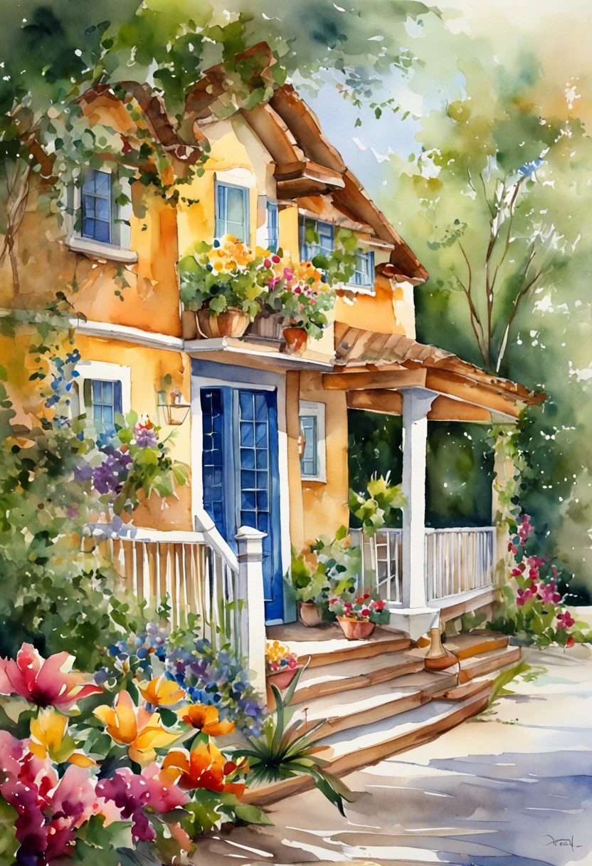 House with flowers in Orlando, Florida、imagem hiperrealista