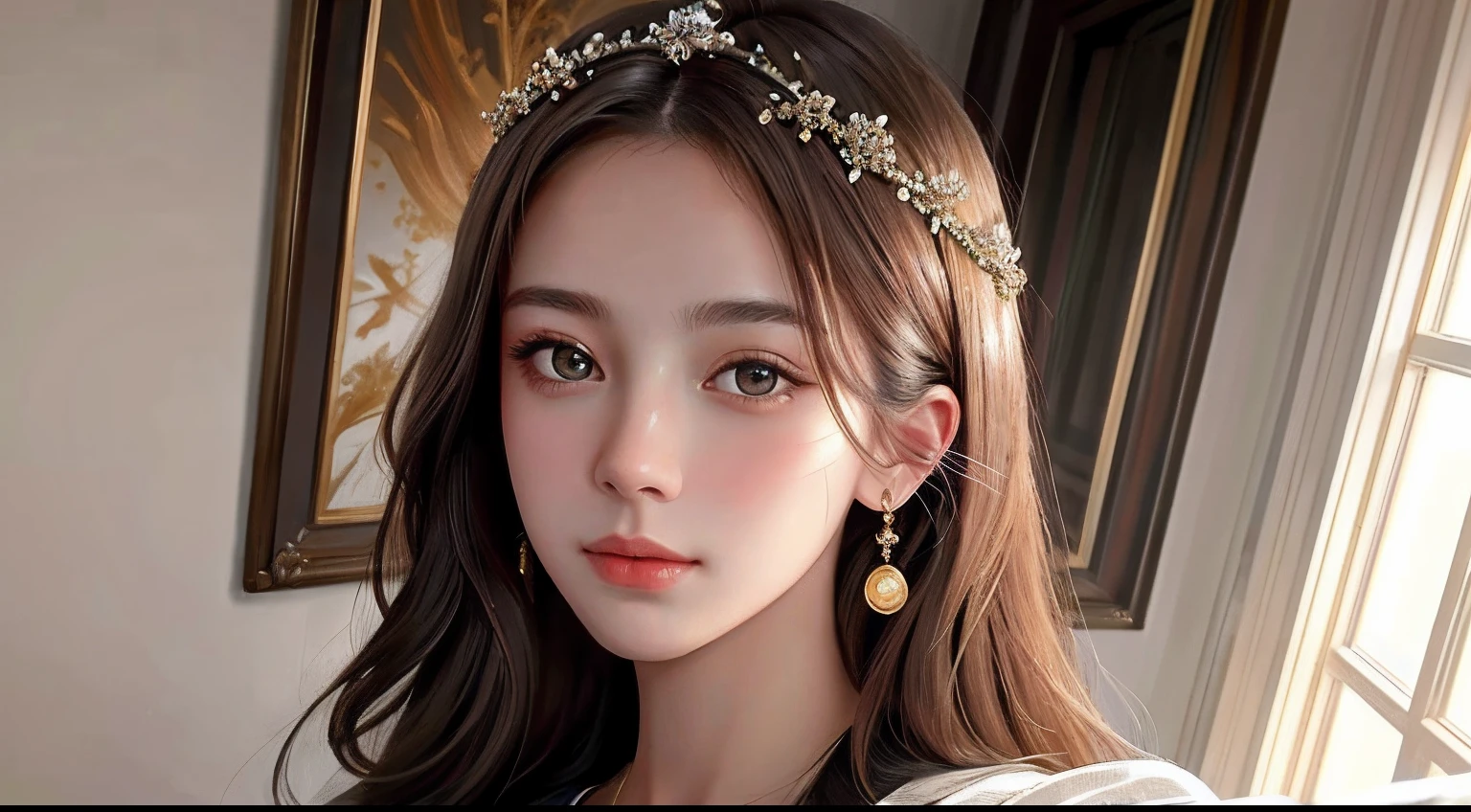 Best quality, Masterpiece, Super high resolution, (Realism: 1.4), Original photo, (Real skin texture: 1.3), (filmgrain: 1.3), (Selfie angle), 1 girl, Beautiful Eyes and Face Details, Masterpiece, Best quality, Close-up, Full picture quality of the highest quality for the upper body, Zodiac art style
