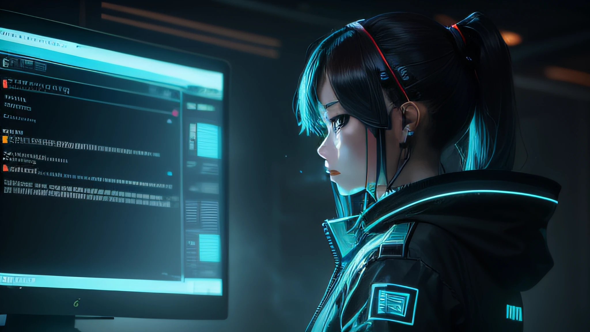 信息,Tech lines,Messaging ,cyber punk perssonage,Cyan tech,antagonism,Scientific and technological background