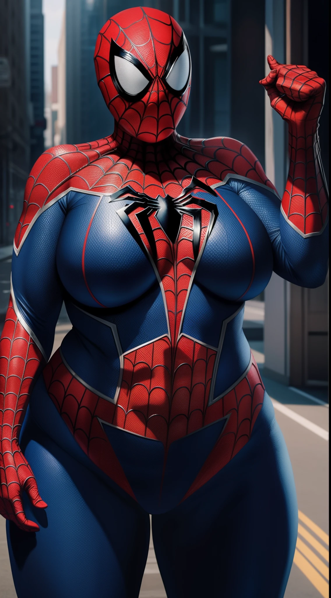 Spiderman fat girl, realistic