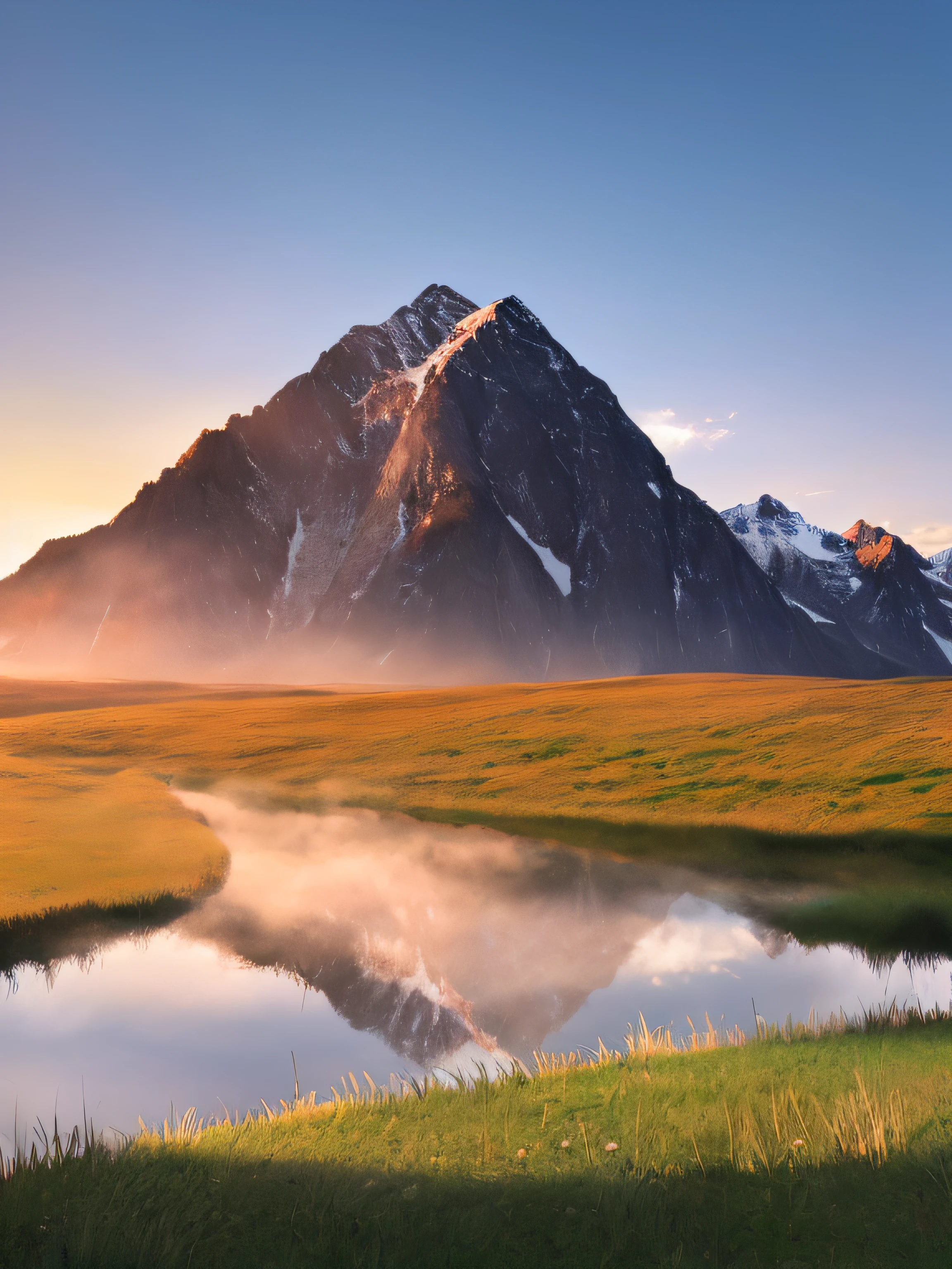 best quality, masterpiece, mountain, (grassland: 1.5), high resolution, 8k uhd, high quality, volumetric lighting, high resolution, 4k, 8k,