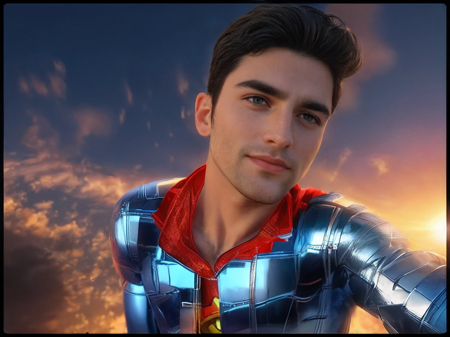 Superman Sean O'Pry, cinemactic, hiper-realista, fotografia, pele detalhada, HDR, Cinematography, noite