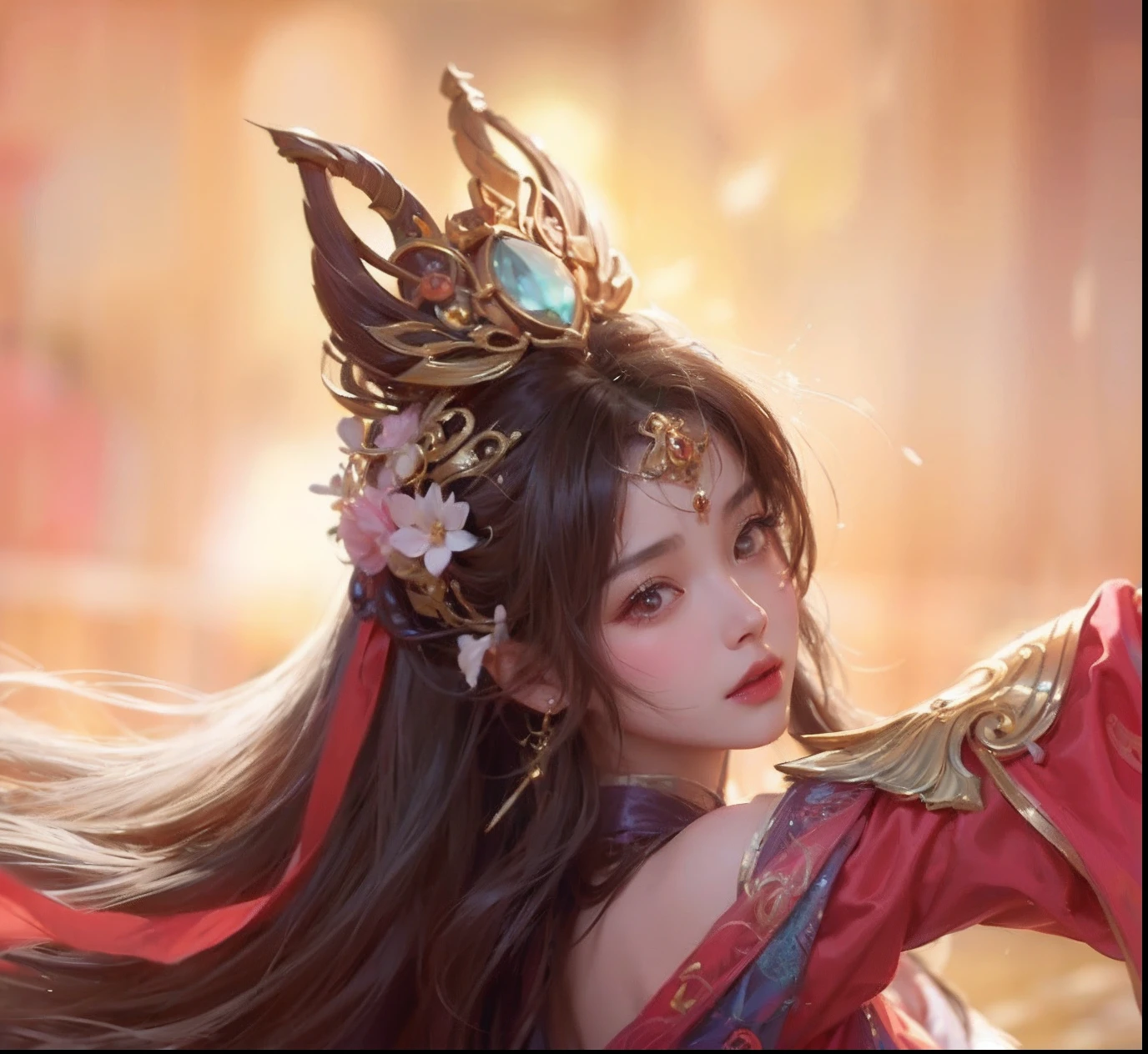 there is a woman with a tiable and a necklace on, inspired by Li Mei-shu, yun ling, smooth anime cg art, a beautiful fantasy empress, 3 d anime realistic, queen of the sea mu yanling, game cg, 4 k detail fantasy, intricate ornate anime cgi style, beautiful character painting, 2. 5 d cgi anime fantasy artwork