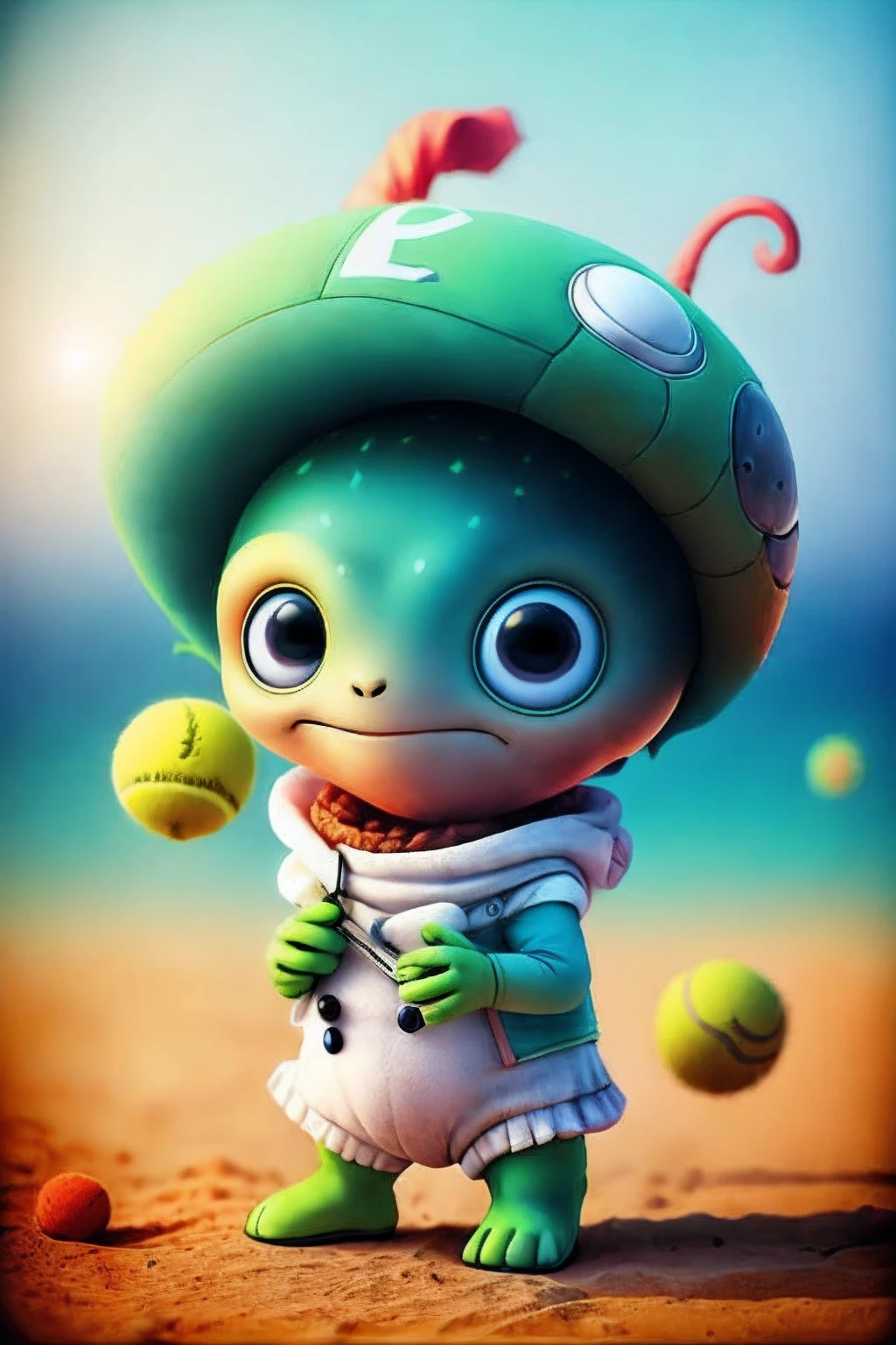 Alien fofinho, regata, Bermuda Tennis and smiling