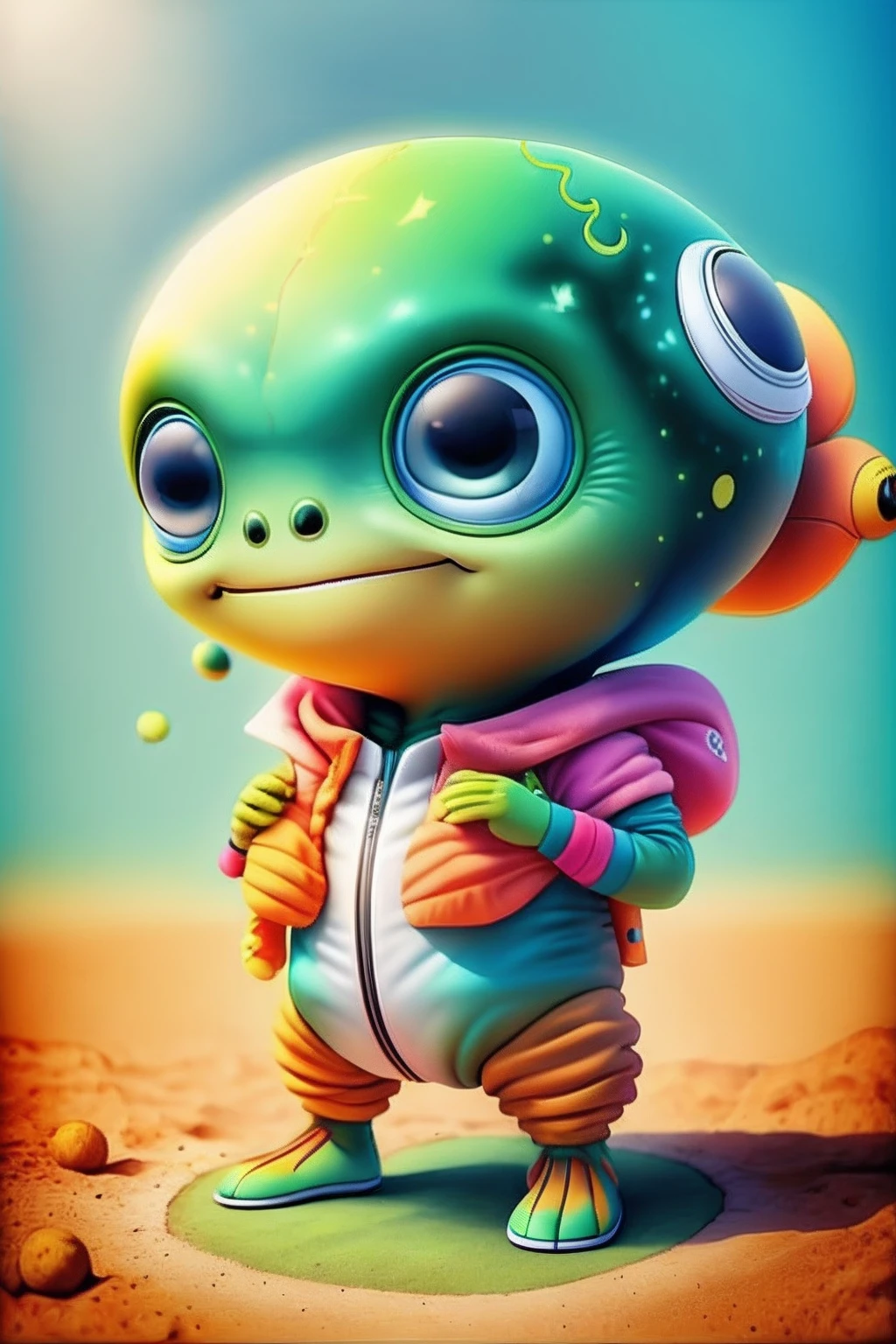 Alien fofinho, regata, Bermuda Tennis and smiling