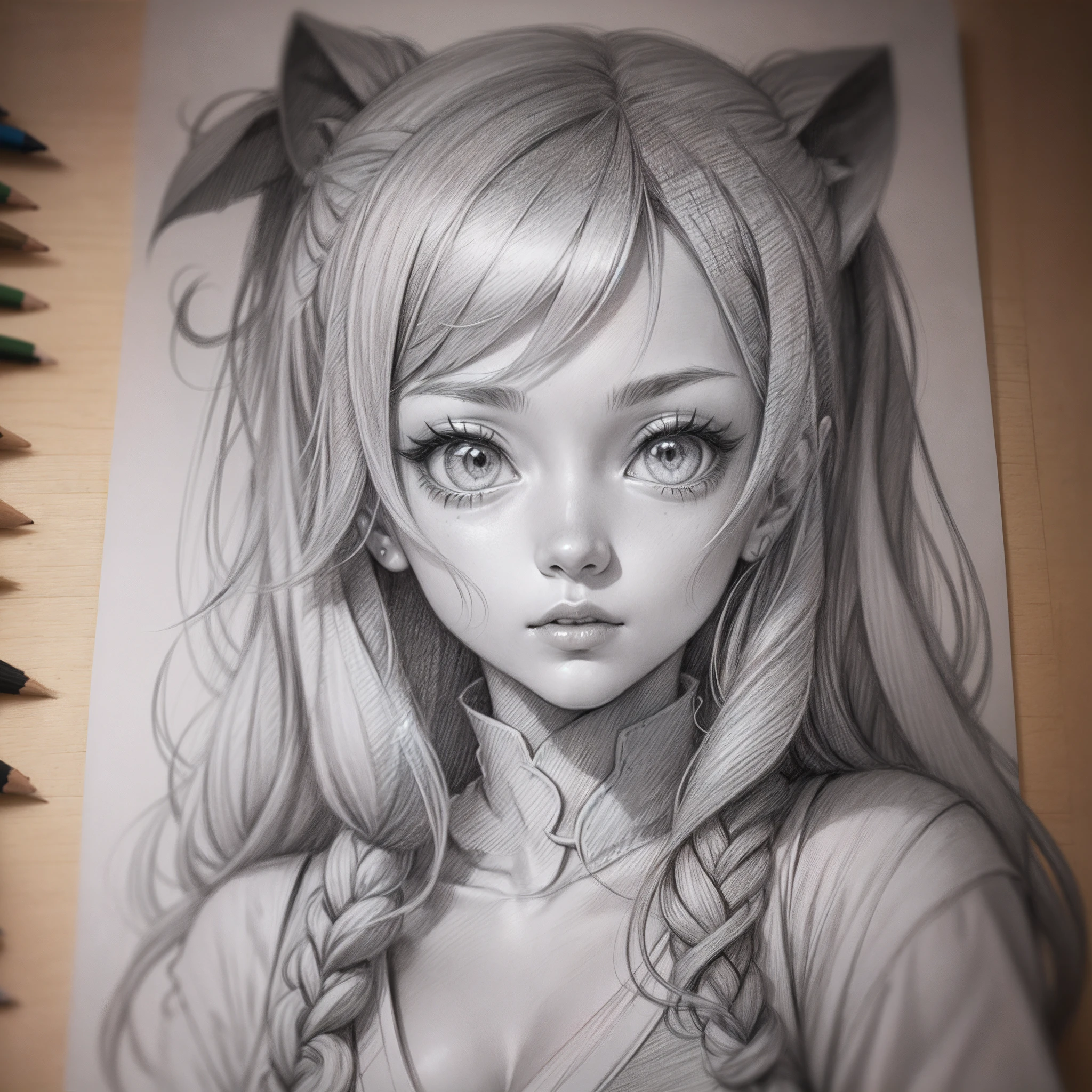 (((pencil sketch))) of anime girl high quality, --auto --s2