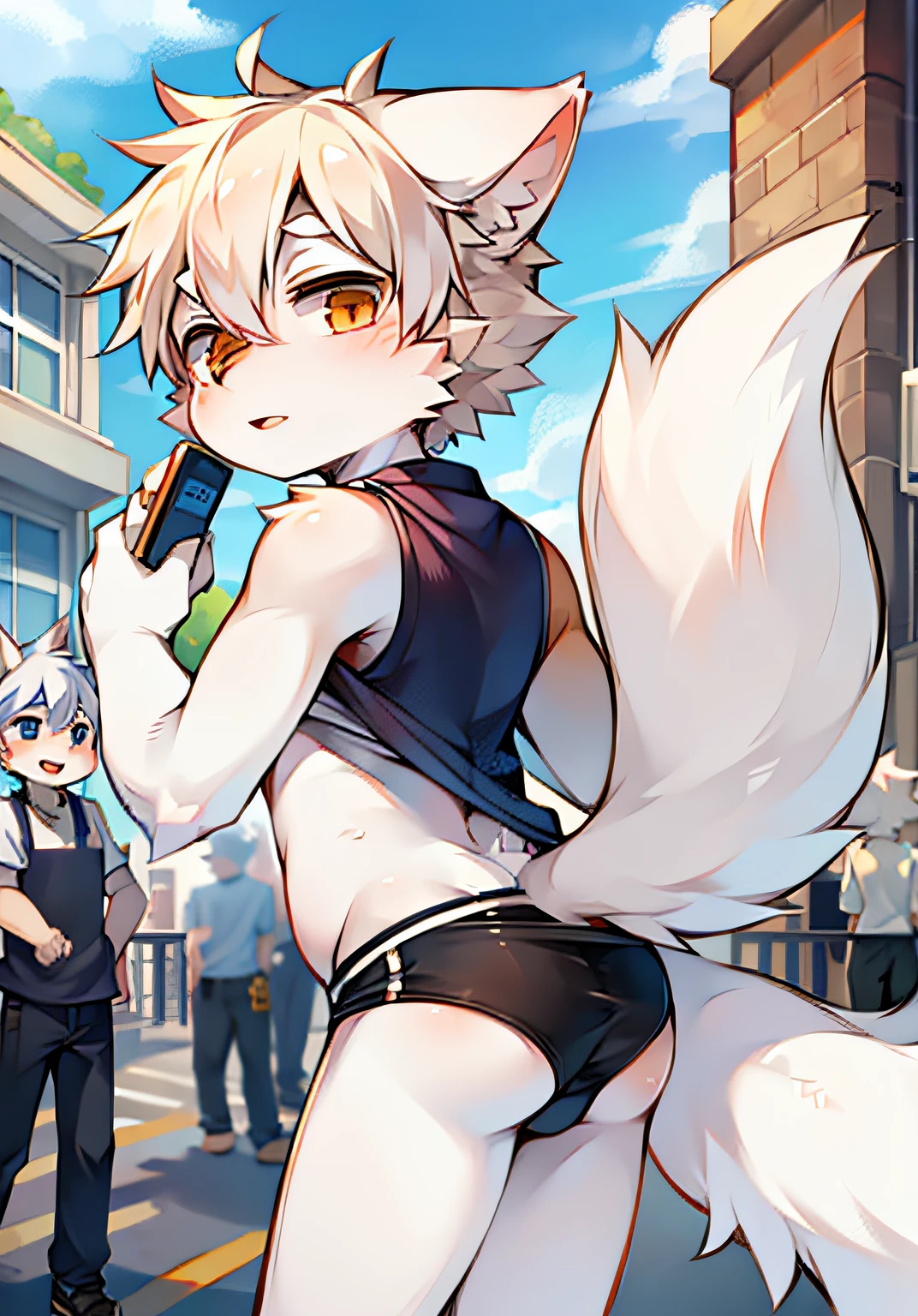 Shota the white fox who wears only underwear in public
