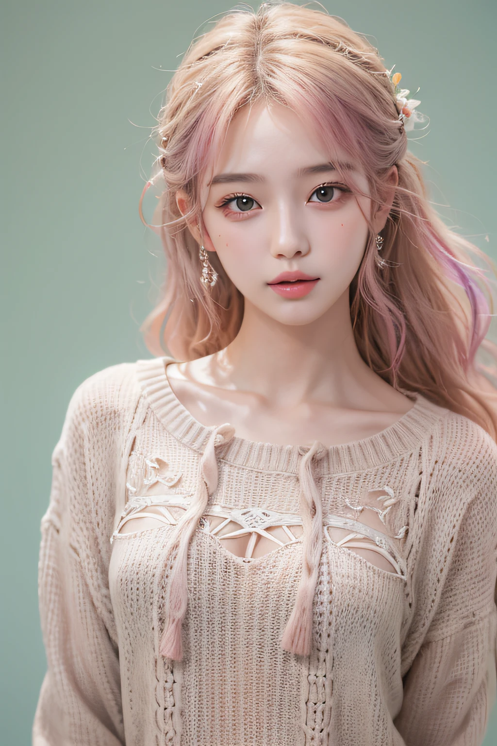 (Best Quality Detail)、realisitic、8K UHD、hight resolution、(1girl in:1.2)、The ultra-detailliert、High quality textures、intricate detailes、detaileds、Very detailed CG、High quality shadows、Detail Beautiful delicate face、Detail Beautiful delicate eyes、depth of fields、Ray traching、in her 20s、Pretty Kpop Girl、(Korean Urzan Face)、Slender face、(ulzzang -6500-v1.1:0.6)、pureerosface_v1、gloweyes、perfectbody、 look at viewr、(Best Quality Detail:1.2)、realisitic、8K UHD、hight resolution、(1girl in:1.2)、The ultra-detailliert、High quality textures、intricate detailes、detaileds、Very detailed CG、High quality shadows、Detail Beautiful delicate face、Detail Beautiful delicate eyes、depth of fields、Ray traching、in her 20s、Pretty Kpop Girl、(Korean Urzan Face)、Slender face、(ulzzang -6500-v1.1:0.6)、teak、Glossy lips、、high-level image quality, The highest image quality, top-quality, Photorealsitic, ultra-detailliert, photos realistic, 4K 8K UHD Full Color RAW Photos, Fuji Film(Medium format), Hasselblad, Carl zeiss, (The upper part of the body:0.5)、,hight resolution, High pixel count, clear details, crisp image, Natural color reproduction, Noise Reduction, High fidelity, qulity, Upscaling, Optimized algorithms, Pro-level retouching,Woman posing in Japan city in casual clothes、Pose with a smile(top-quality、masterpiece)))、(Pink hair),Floating hair Nova frog style,(Sweaters:1.1)、