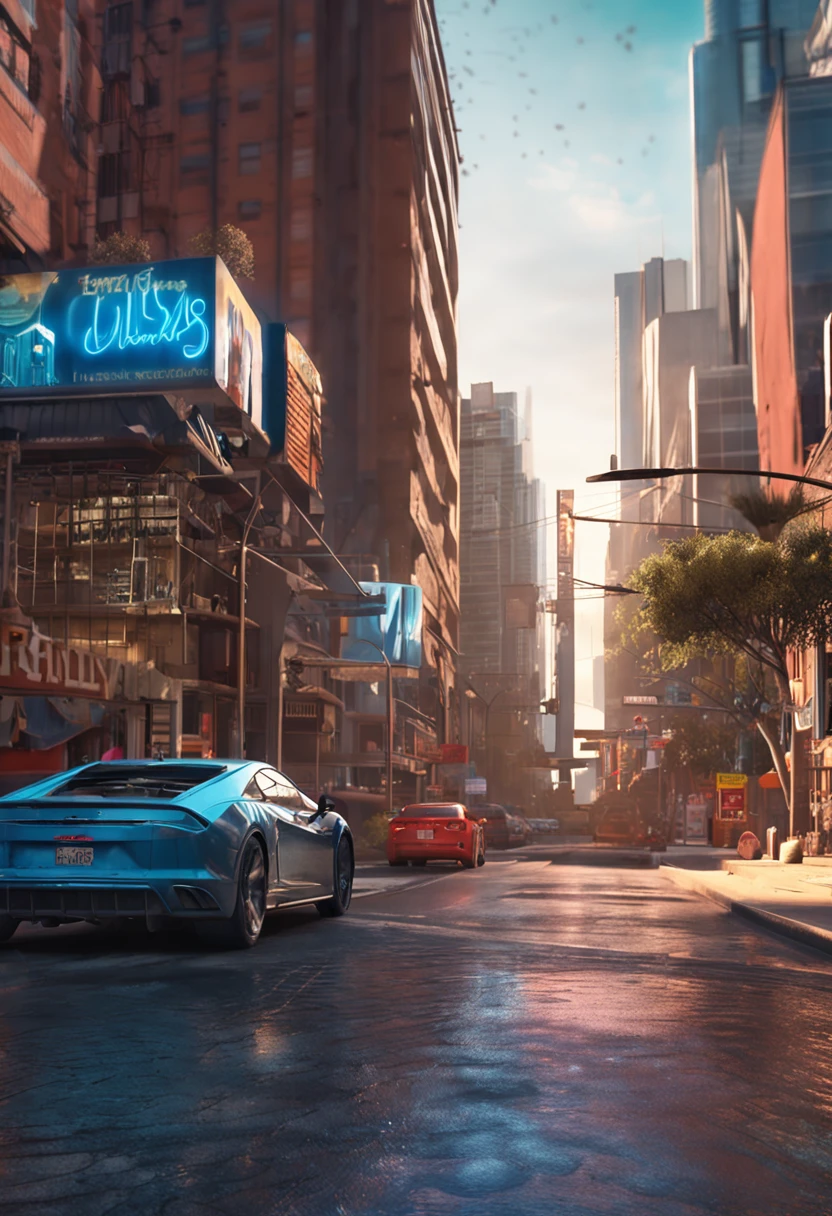 (Best quality), (Masterpiece), (Photorealistic), (Realistic), Very detailed, Unity 8k wallpaper, Very detailed CG, Ray traching, Sharp shadows, Great detail, Depth of field, Super detailed background, Downtown Los Angeles, USA