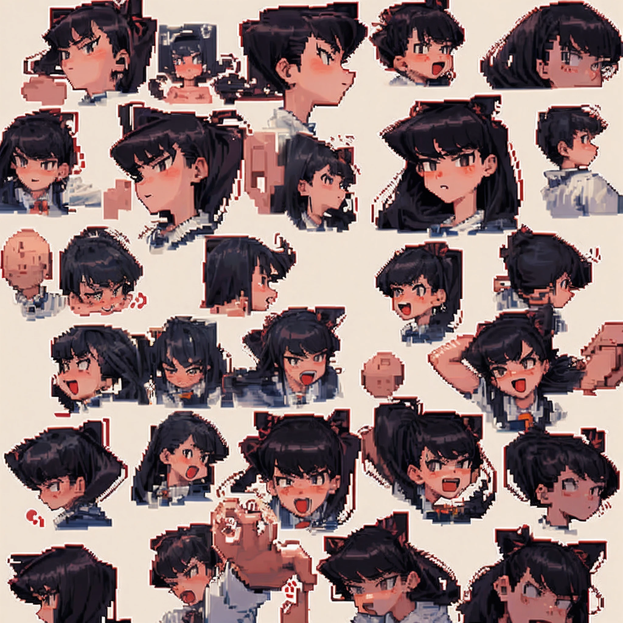Komi san pixel art various facial expressions and poses 18+
