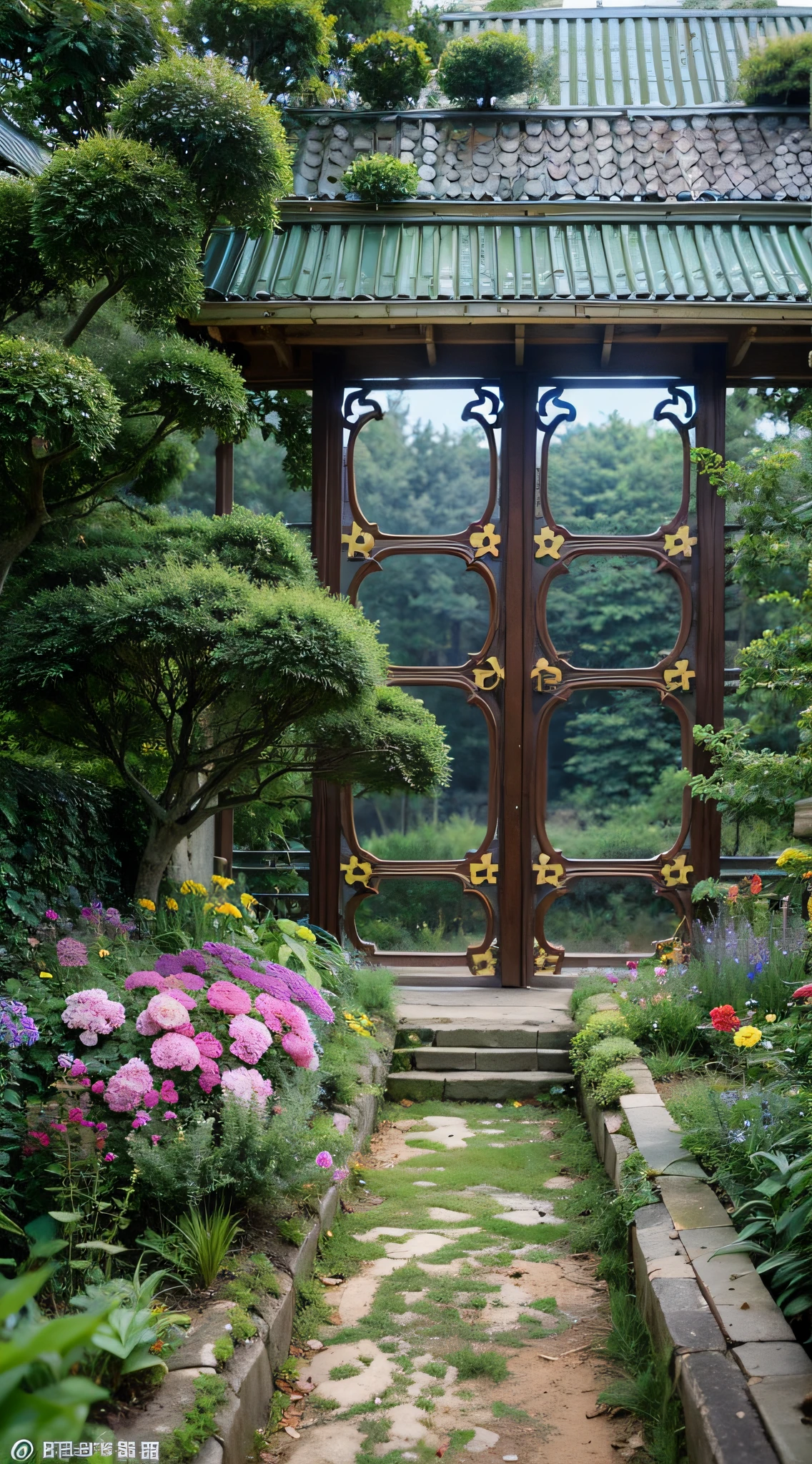 (超高分辨率,realisticlying,best qualtiy,realisticlying),(8k,RAW photogr,best qualtiy,masterplece),(photon maping,Radiance,physically-based renderingt,automatic white balance),Real Human,countryside,photore,The color is natural,buliding,Bush,城市,clouds,daysies,doors,zaun,spheres,orest,trpical garden,grassy,casa,Flowers of various colors,mont,naturey,no_humans,exteriors,paths,a plant,Plants in pots,purple_flower,pathway,scenecy,Skysky, traditional_media, The tree,