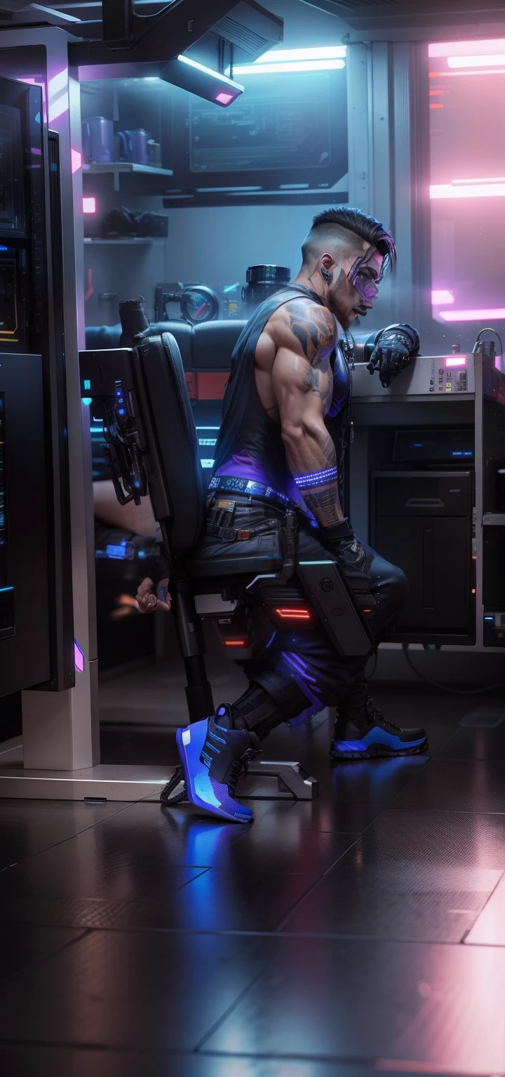Cyberpunk, handsome boy, realistic, ultra realistic  , 8k , muscular body