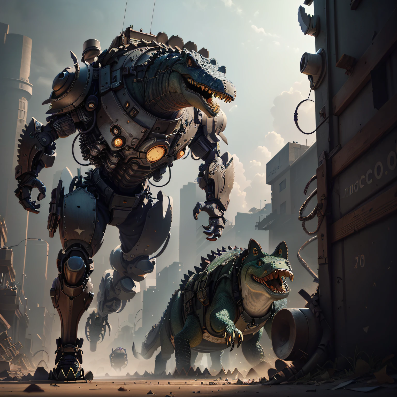 一只史前机械Mosasaurus遨游在深海当中,Mech4nim4lAI, Mosasaurus:0.1, Tail, paw,Deep Sea Monster, Robot joints, parts and components,