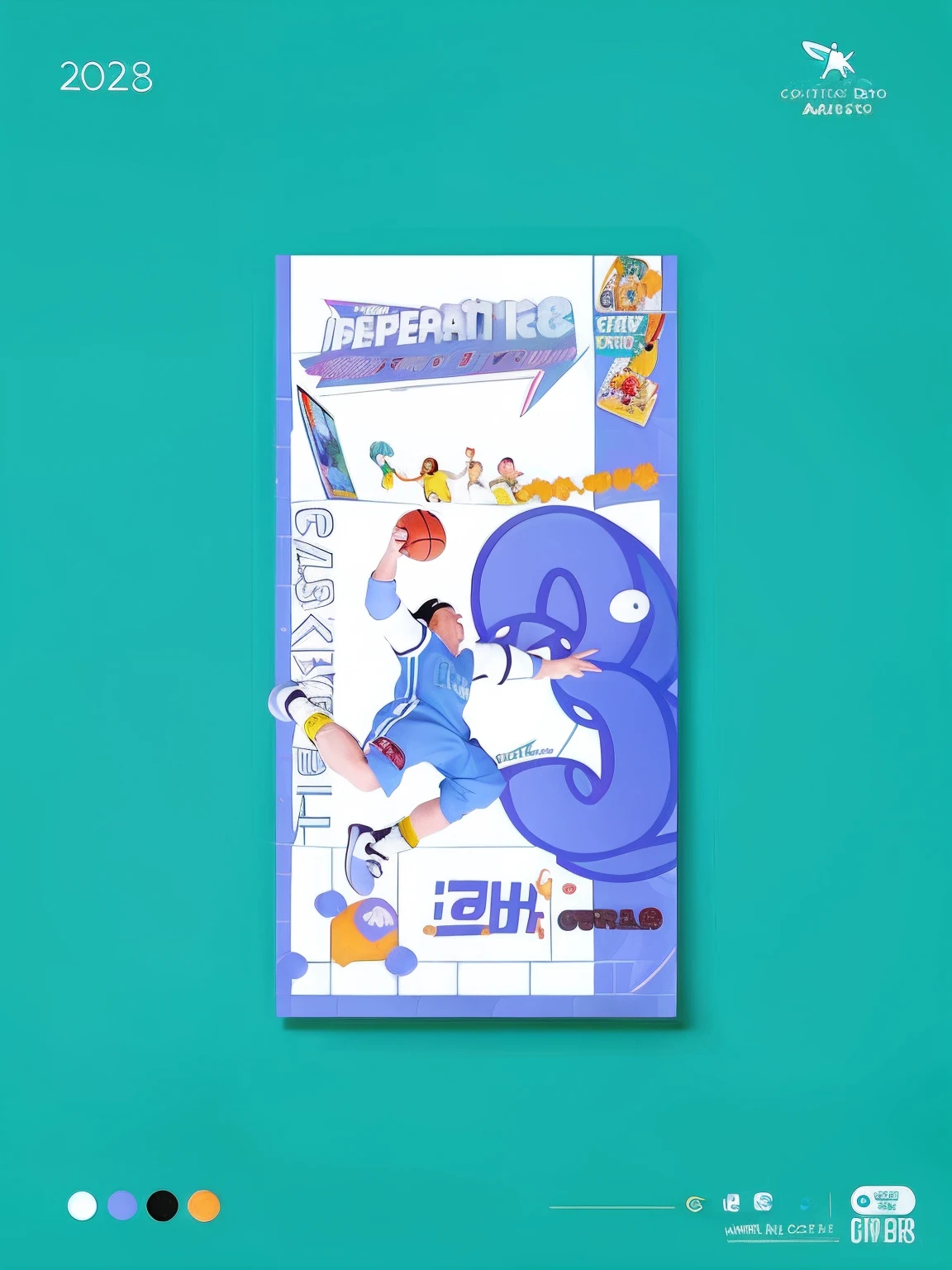 cartoon character, Playing basketball，Poster illustration, illustrated poster, Poster design, Children's book cover, hand painted cartoon art style, Dribbble illustration, Digital illustration poster, front game card, dribbble 8k, Simple and clean illustration, book cover illustration, poster for, cover illustration, colorful kids book illustration, full card design，hyper HD