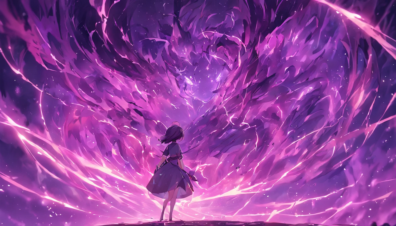 purple plasma body,Connected plasma lightning spark,Chained quasars,Night,nigth,epic art,official works,Ultra-clear image quality