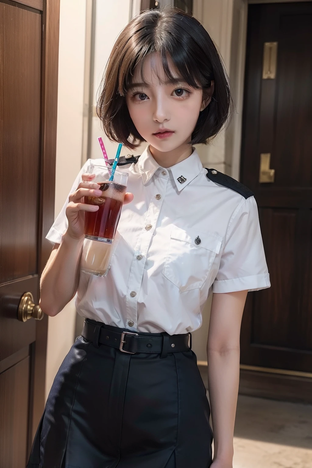 Live action、a short bob、realisitic、Beauty in uniform、date、iced、Soio、