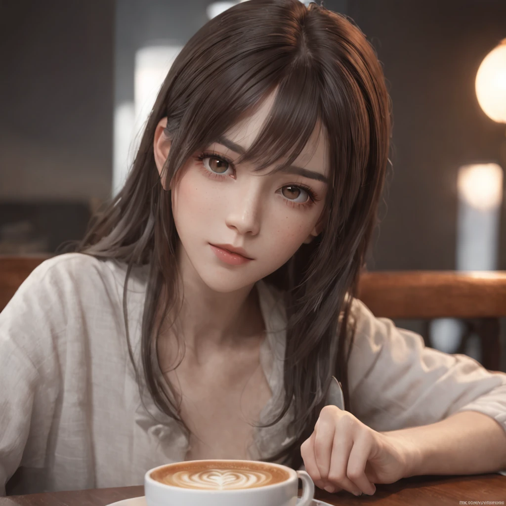 Illustration of a girl drinking good morning coffee. --auto --s2