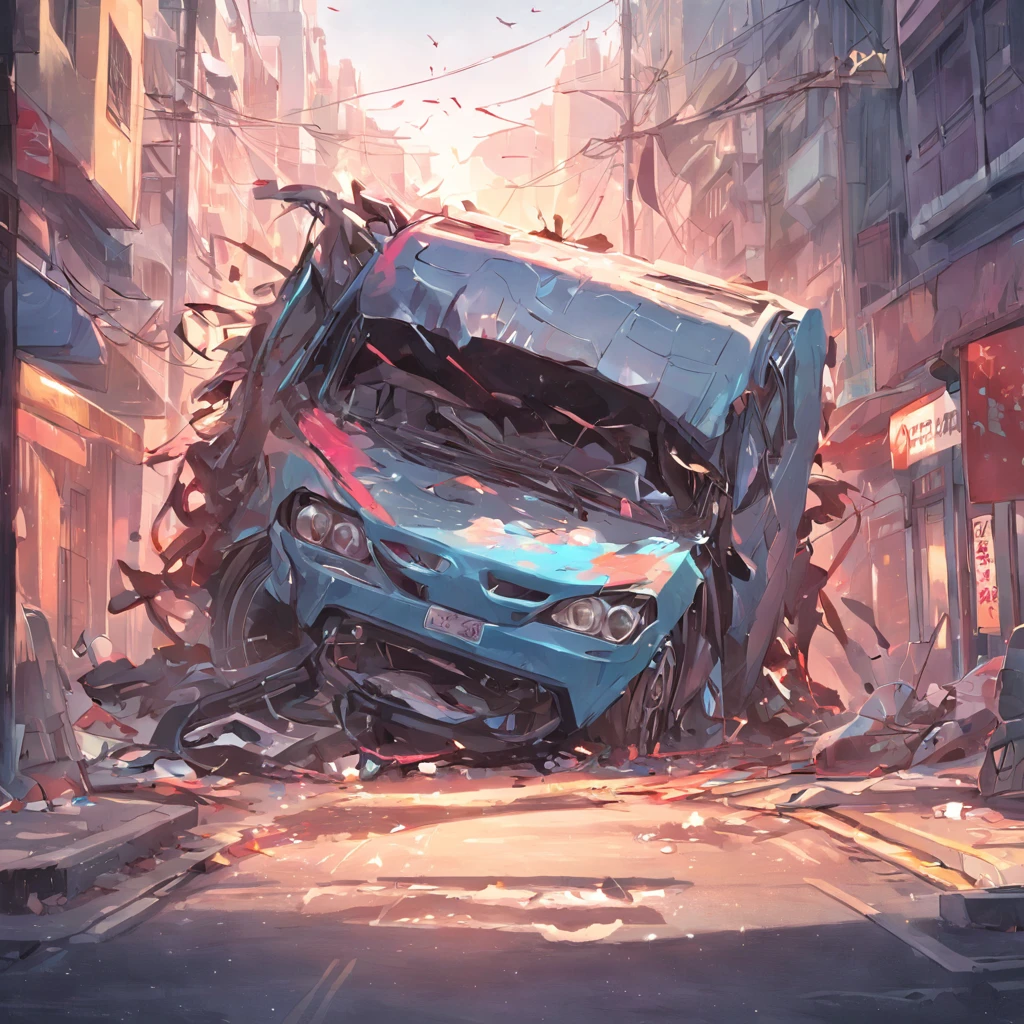 disaster,the street,Vehicle collision,Overturned,clutter,deformation