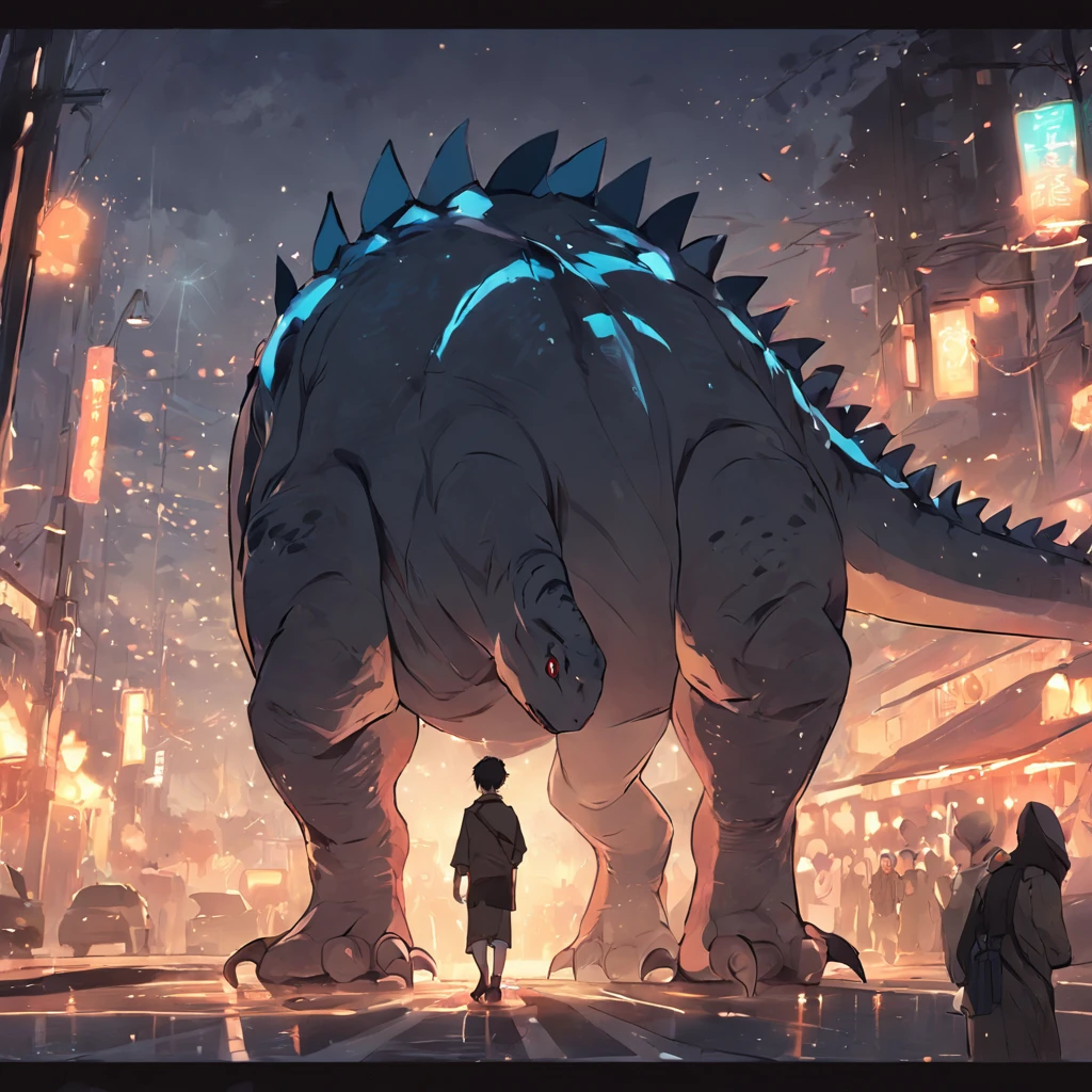 dinosaurs，独奏，nigth，On the street，Thick tail，Close-up of the tail