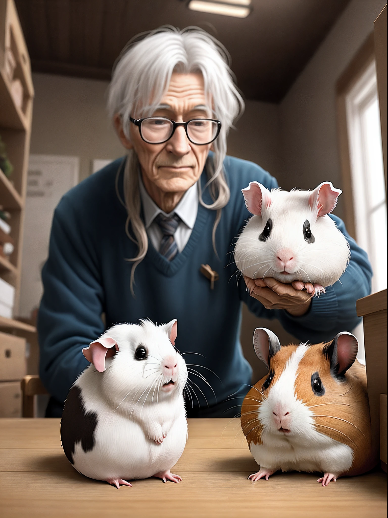 Old white and guinea pigs