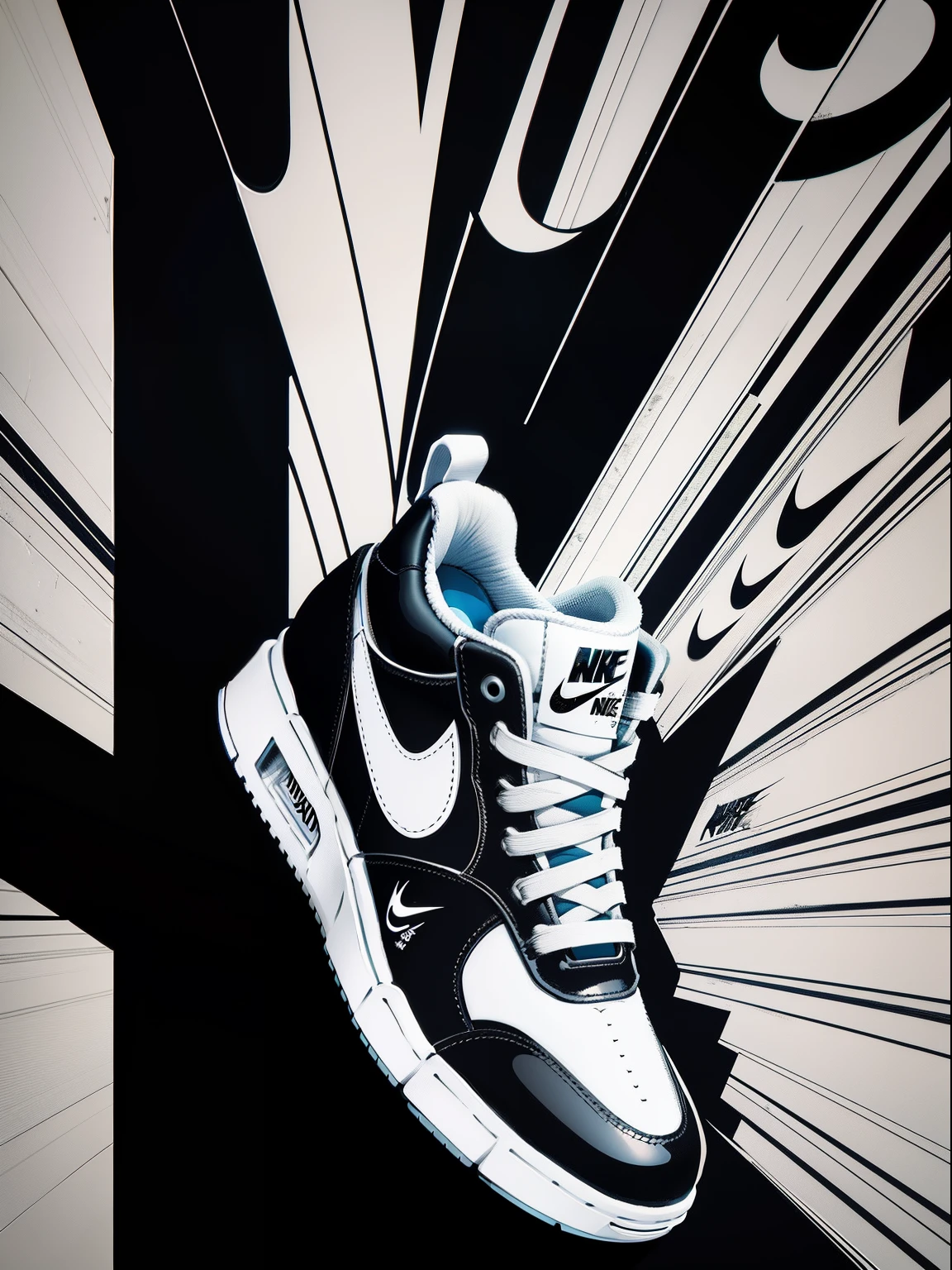 tshirt graphic, vector, 2d,nike sneaker, flat color, graffity background, white background