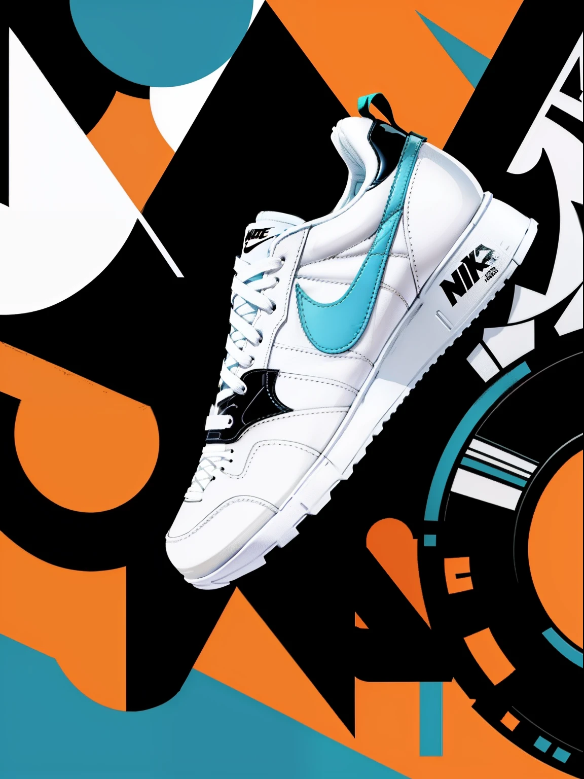 tshirt graphic, vector, 2d,nike sneaker, flat color, graffity background, white background