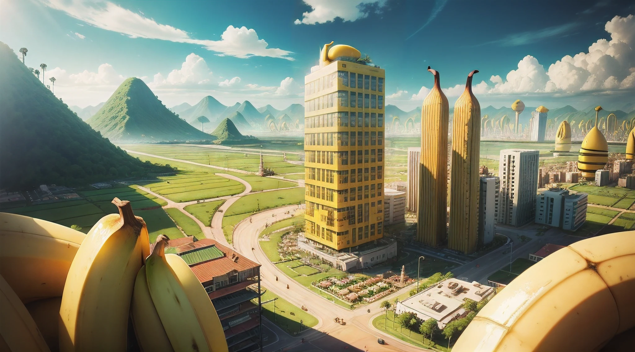 Yellow banana-shaped building