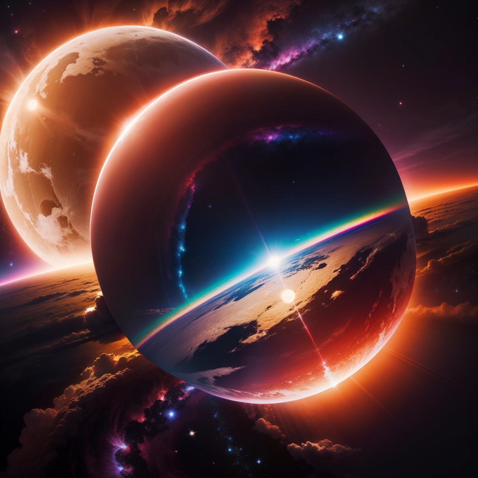 8k images universe rainbow sun earth clouds stars