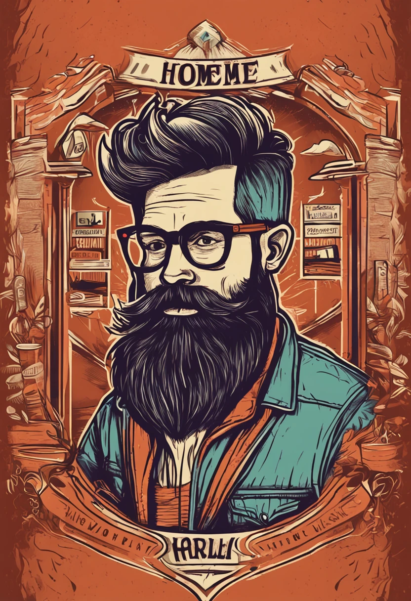 criar logotipo de homem hipster com uma lontra