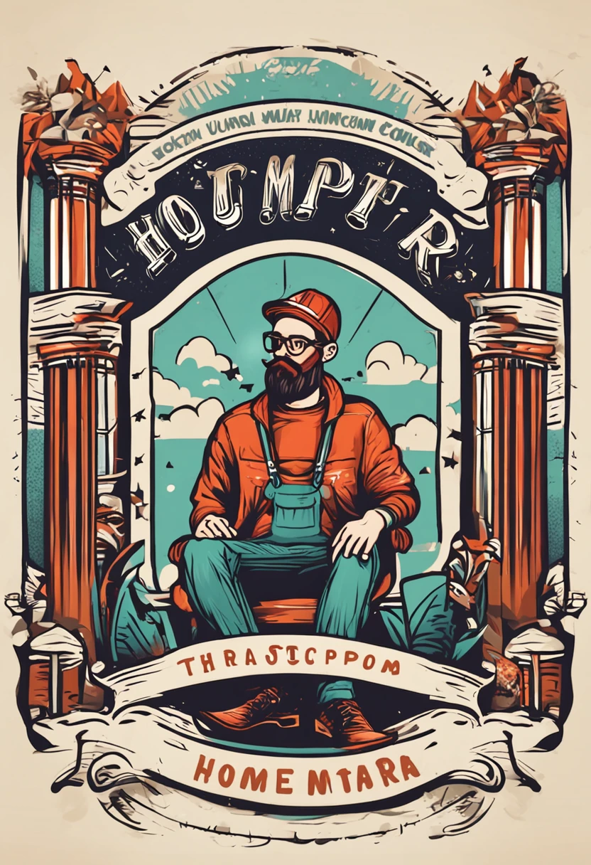 criar logotipo de homem hipster com uma lontra