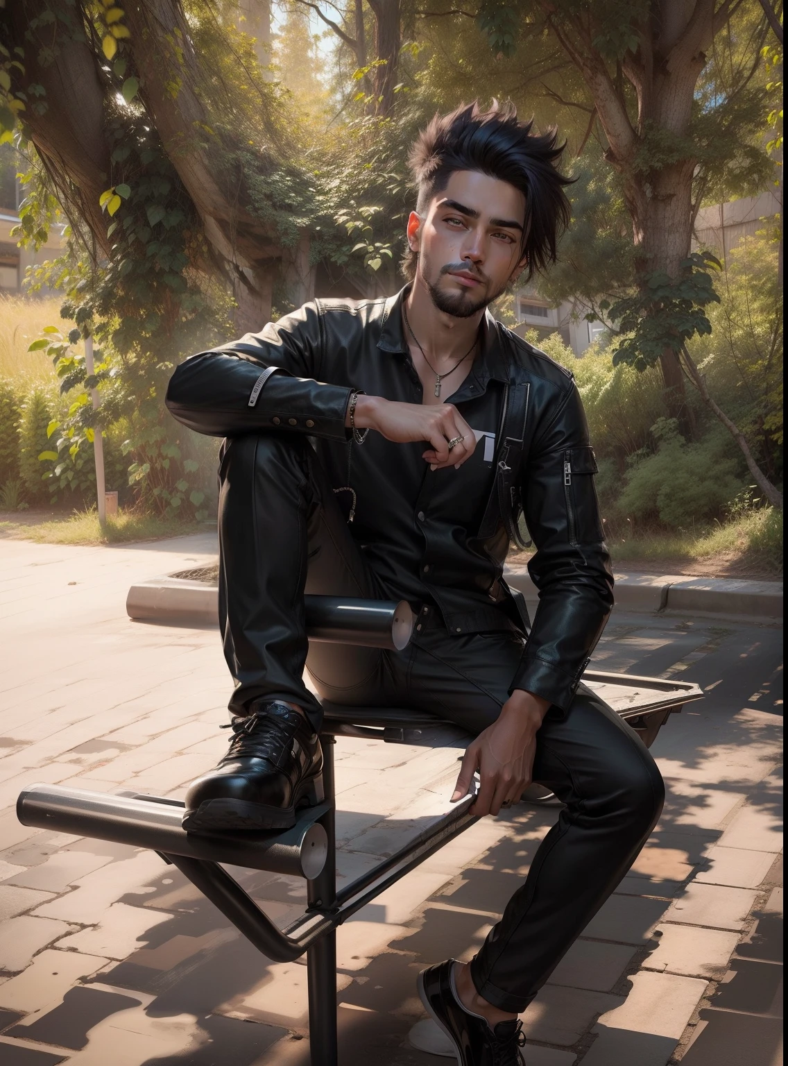 Background, full black pant