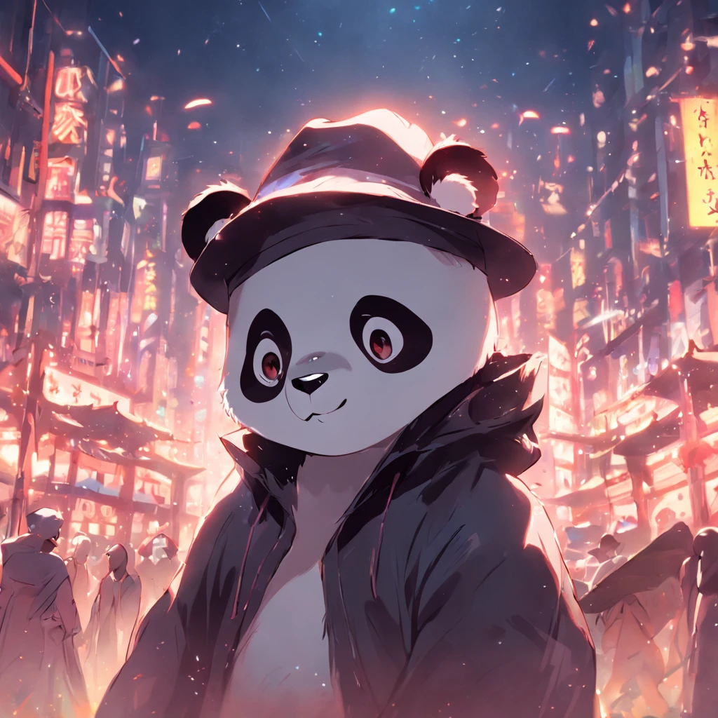 Animal panda cute wearing hat
