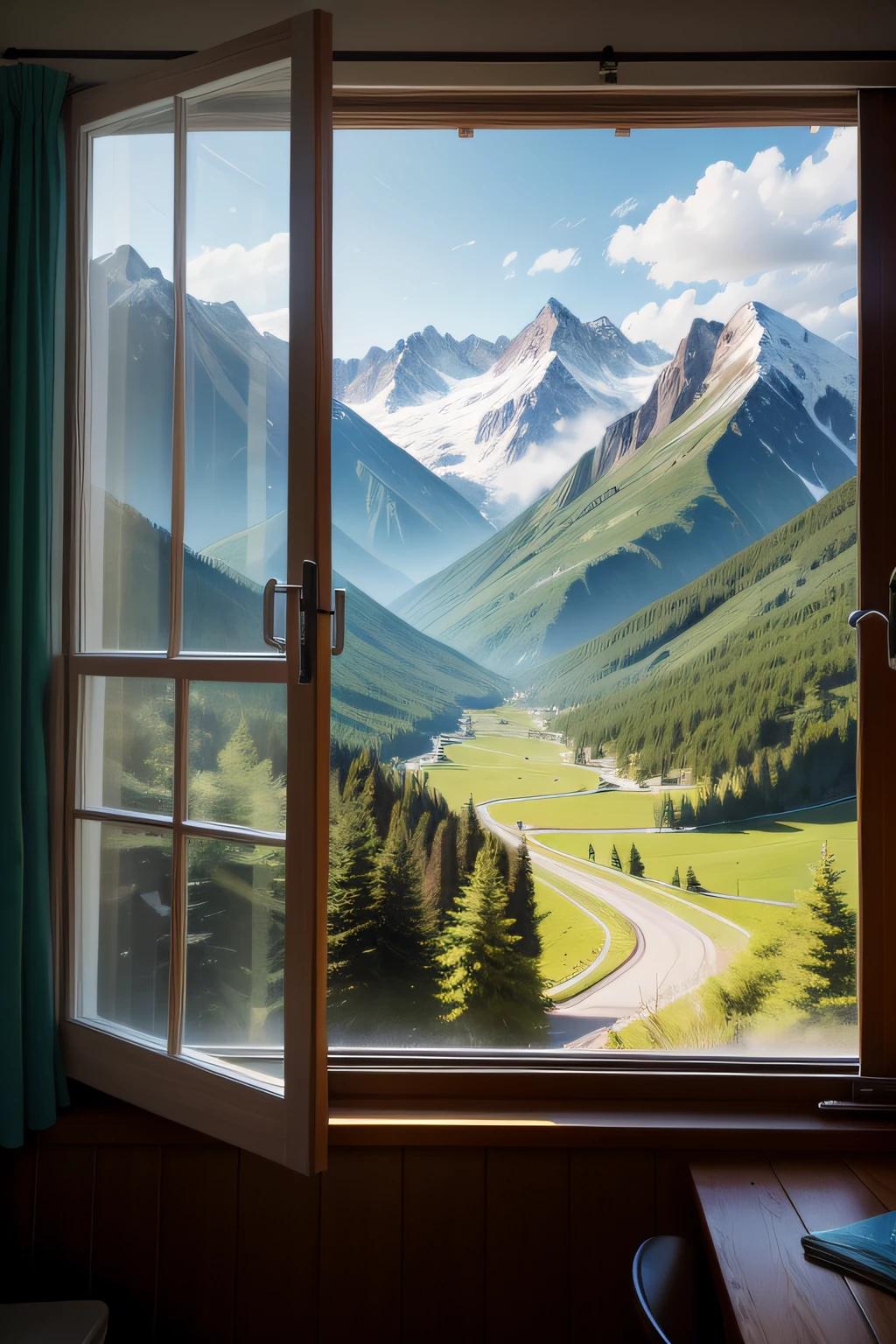 Open the window，See the mountains，summertime